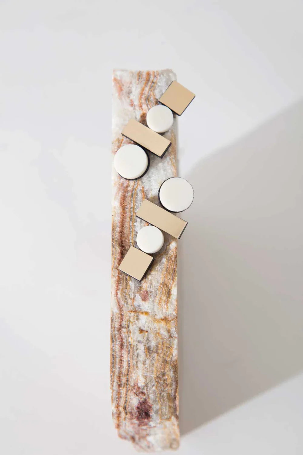 Iskin Sisters Bauhaus Earrings Large - IVORY & GOLD