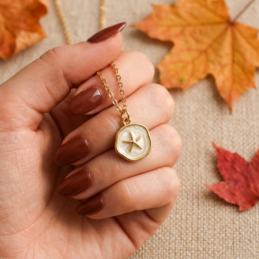 Elegant Circle Pendant Necklace - Starfish
