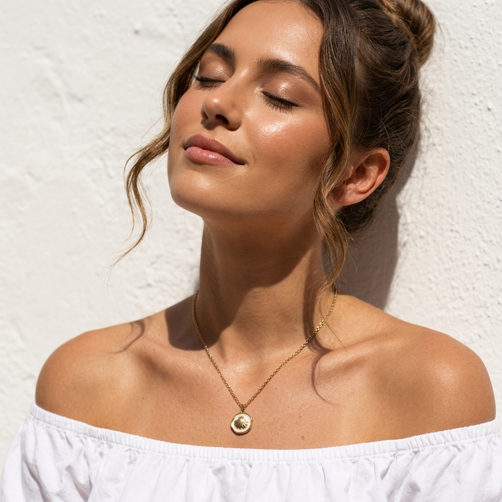 Elegant Circle Pendant Necklace - Shell
