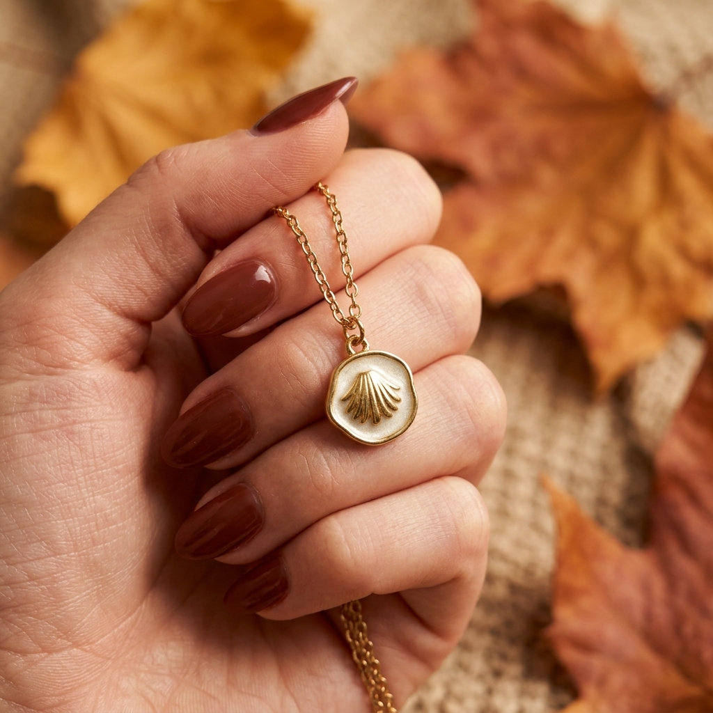 Elegant Circle Pendant Necklace - Shell