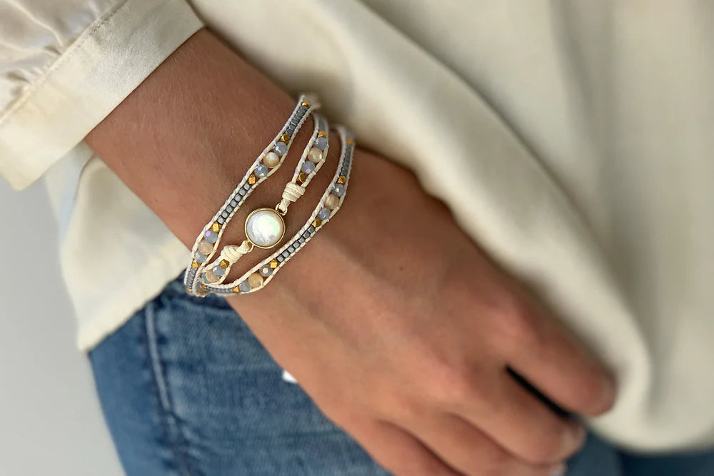 Boho Betty - America Pearl Gemstone Wrap Bracelet