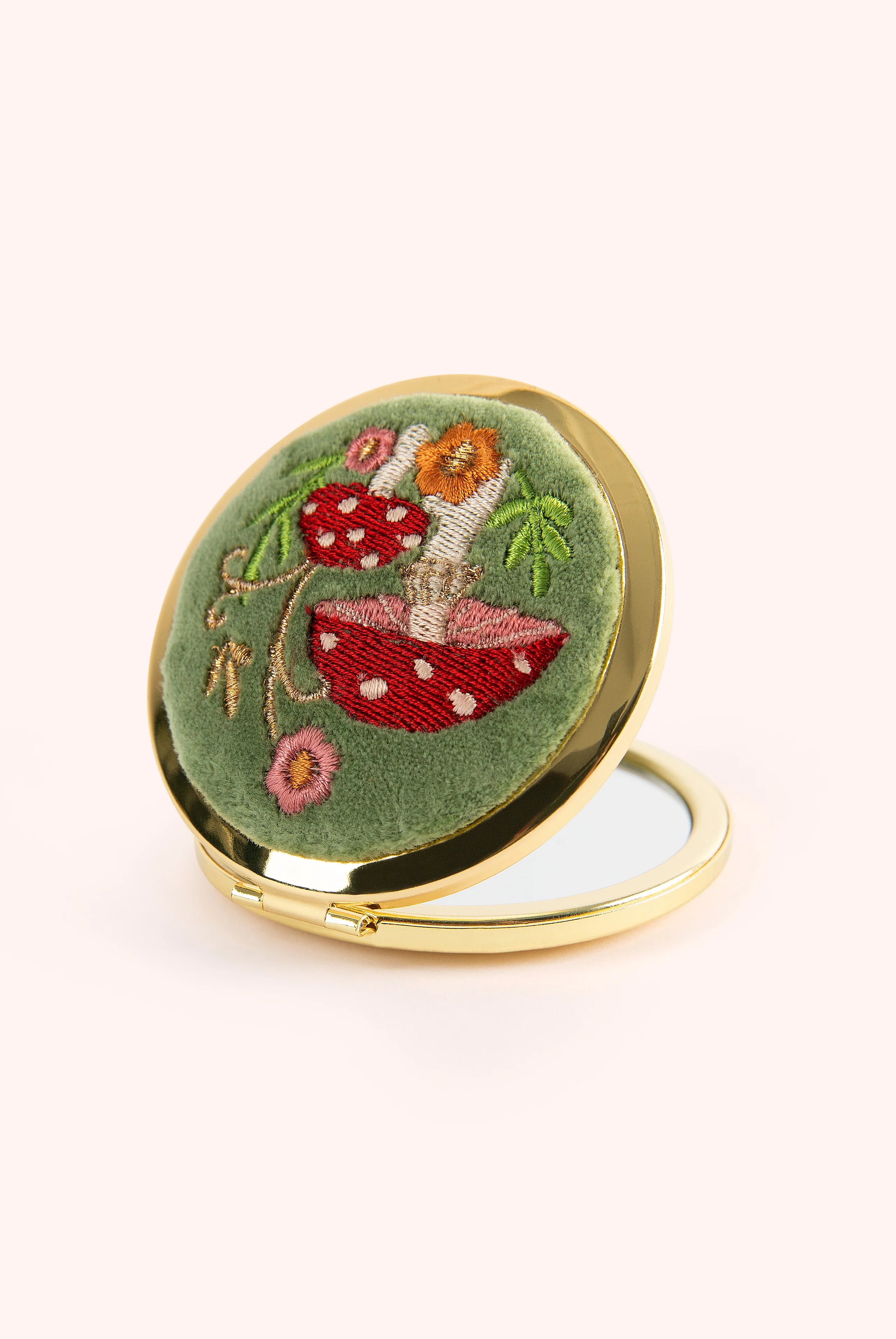 Powder - Embroidered Compact Mirror - Toadstools