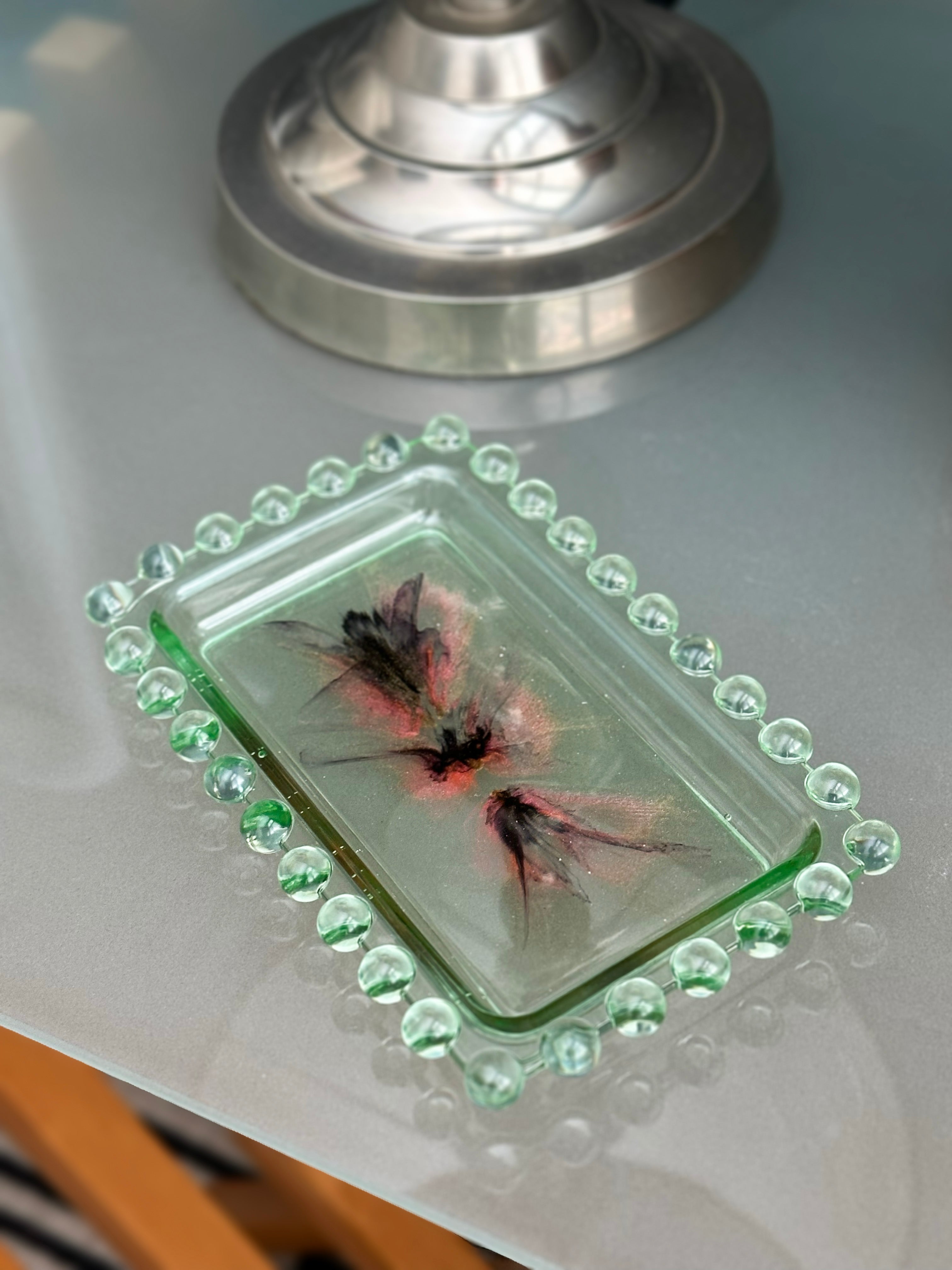 Nicky Johnston Handcrafted Jewellery Tray - Green Bubble