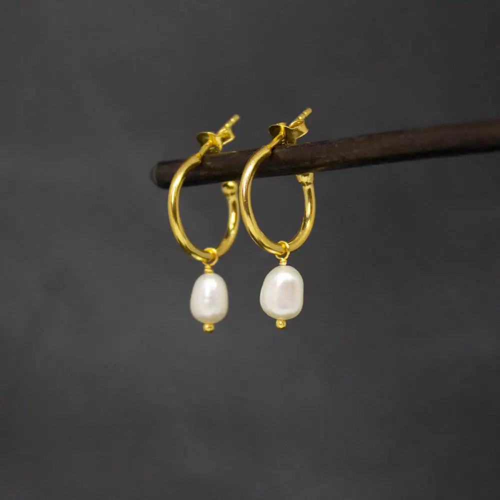 Pearl Charm Hoops