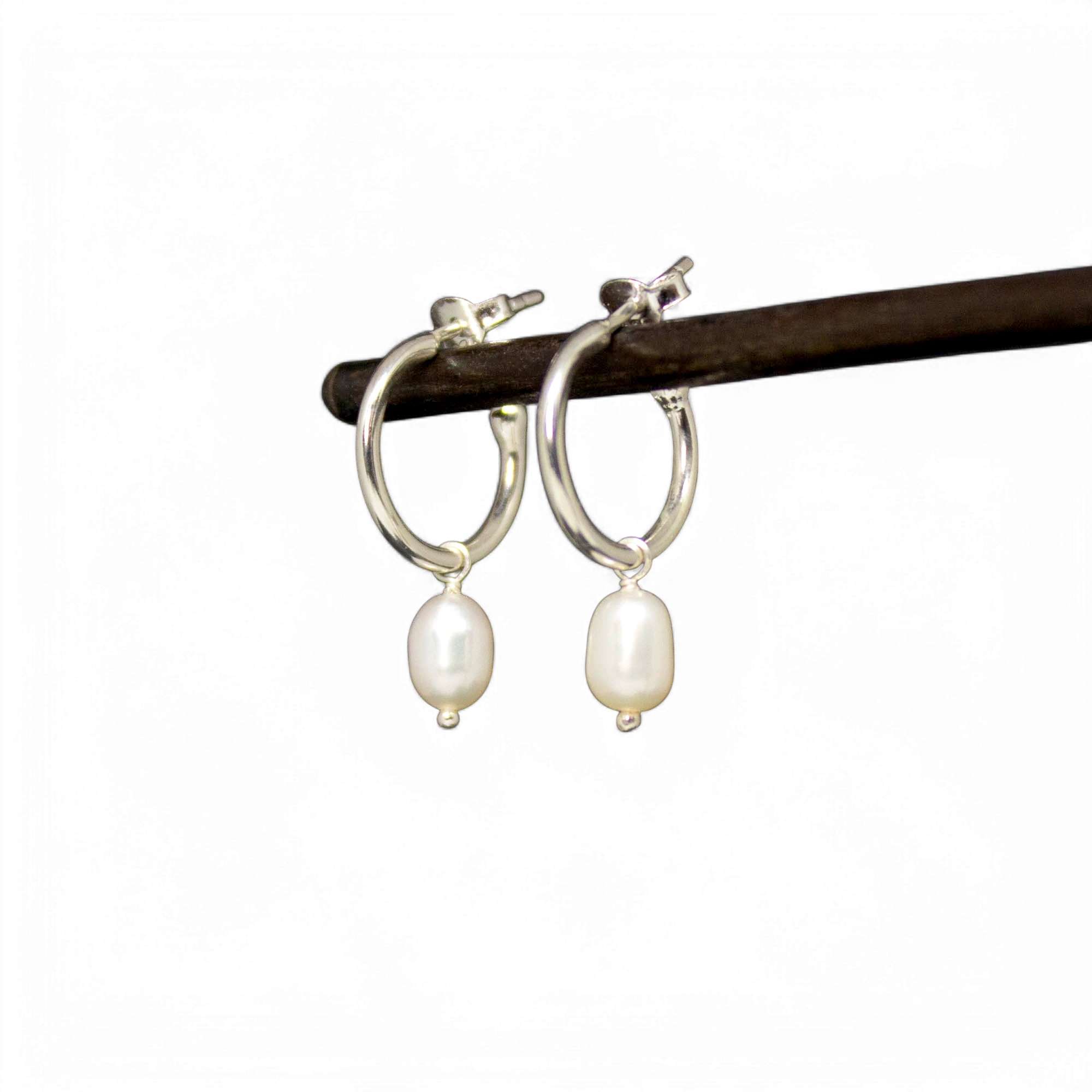 Pearl Charm Hoops