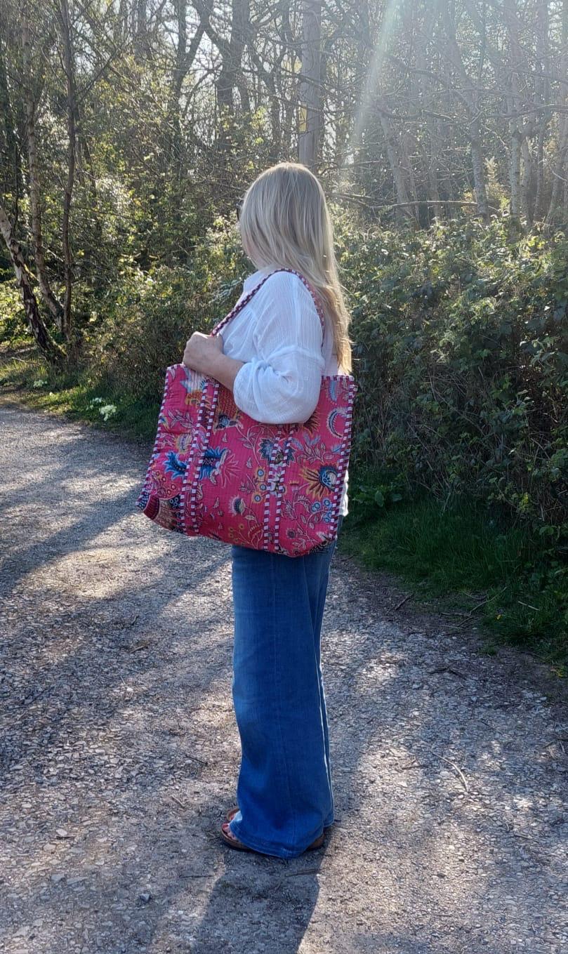 Quilted Cotton Tote Bag