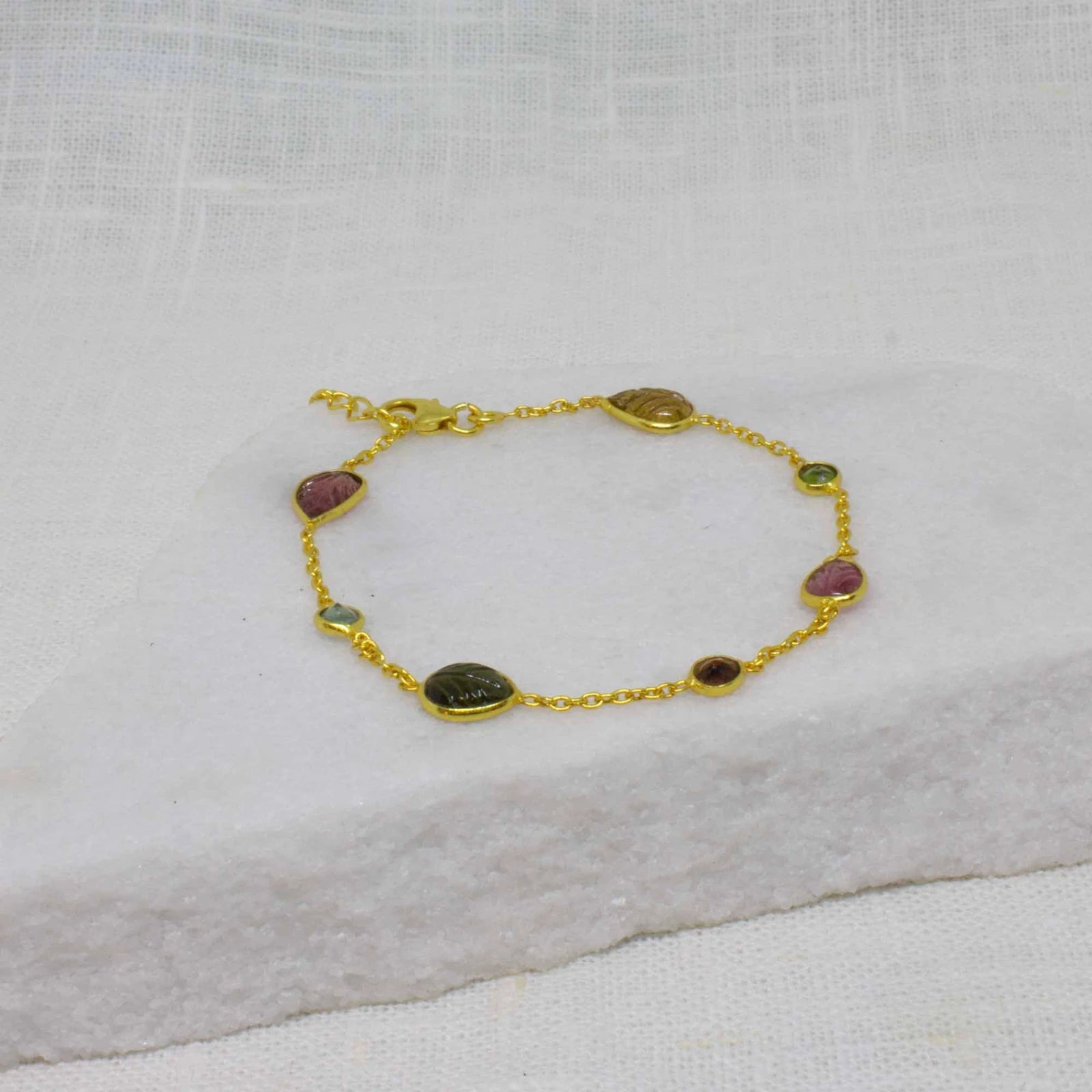 Carved Tourmaline Delicate Bracelet