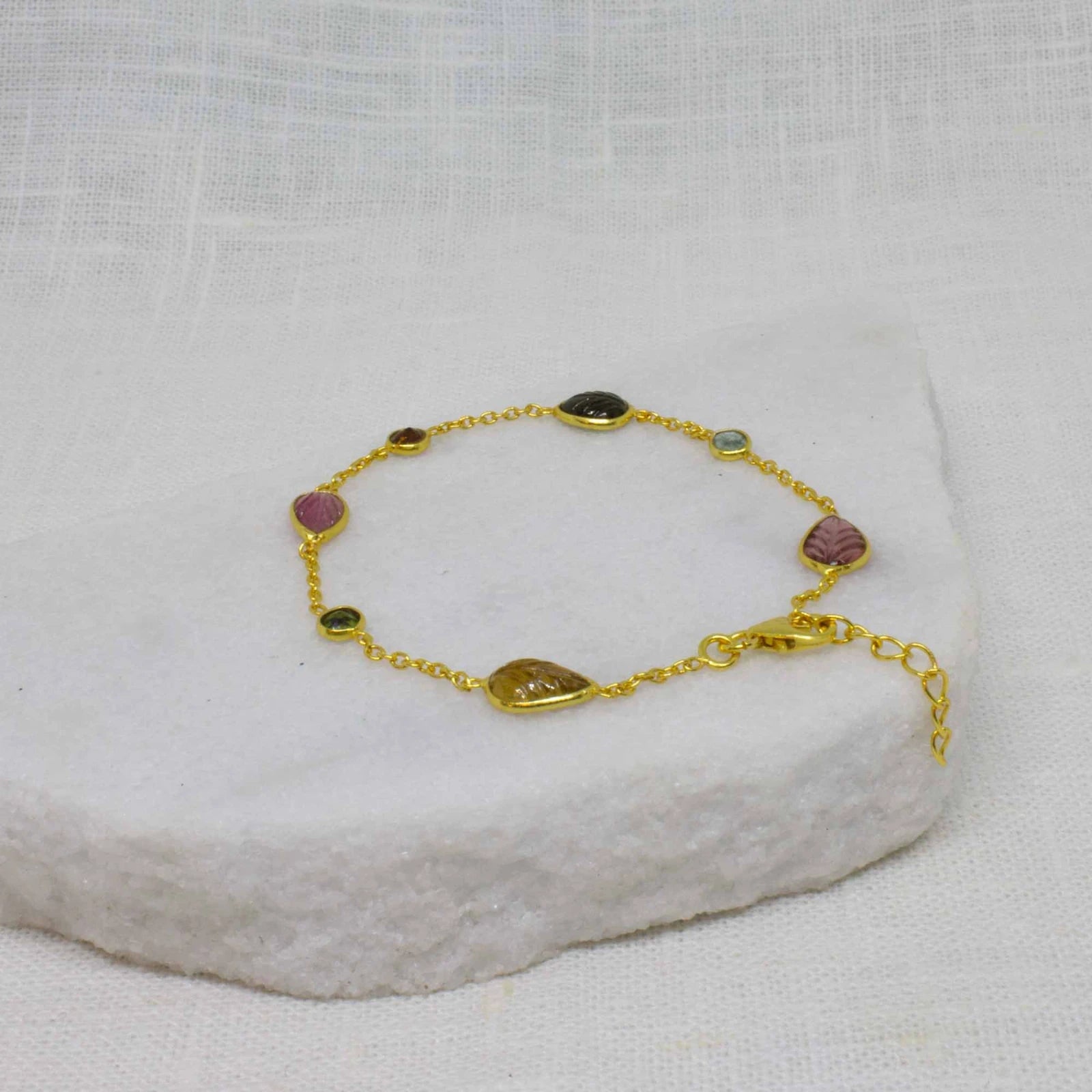 Carved Tourmaline Delicate Bracelet