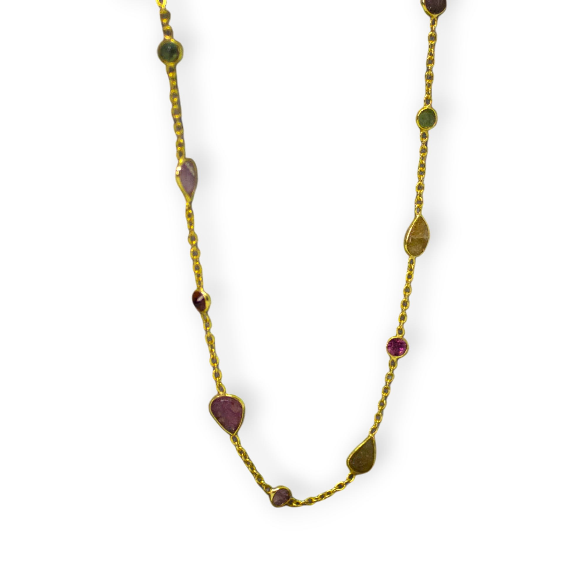Carved Tourmaline Delicate Necklace