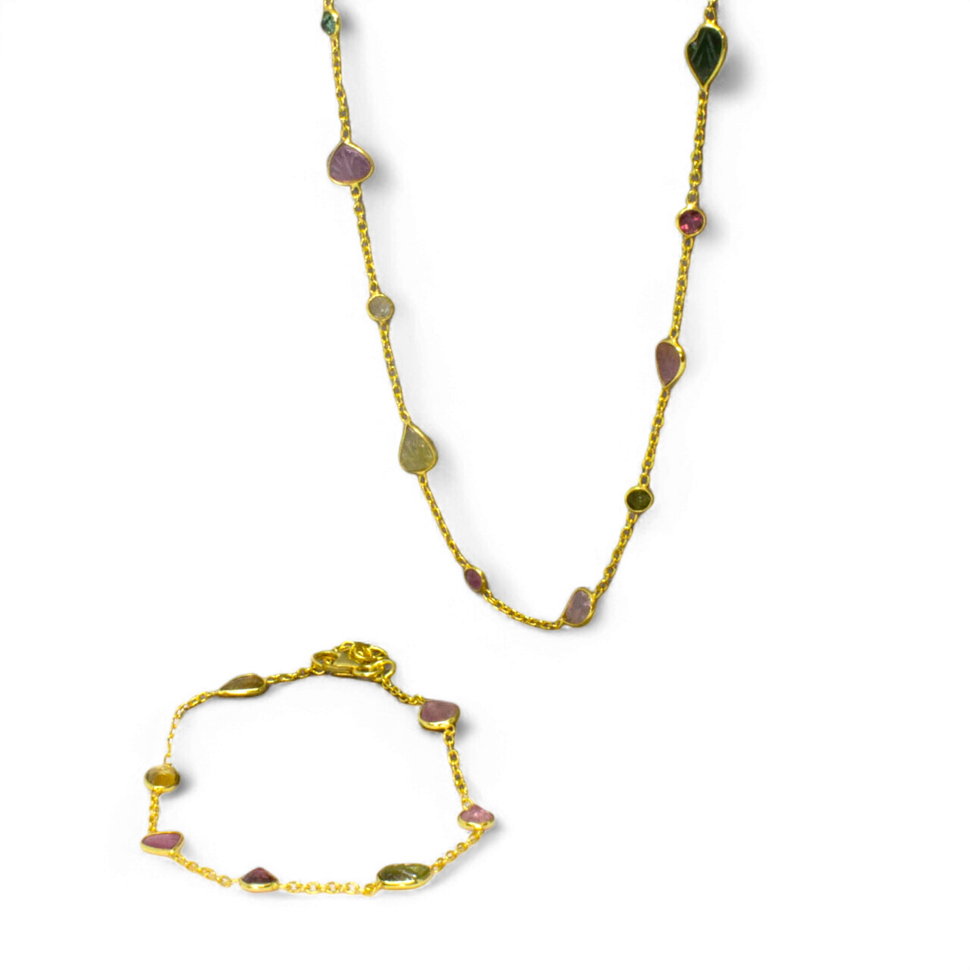 Carved Tourmaline Delicate Necklace