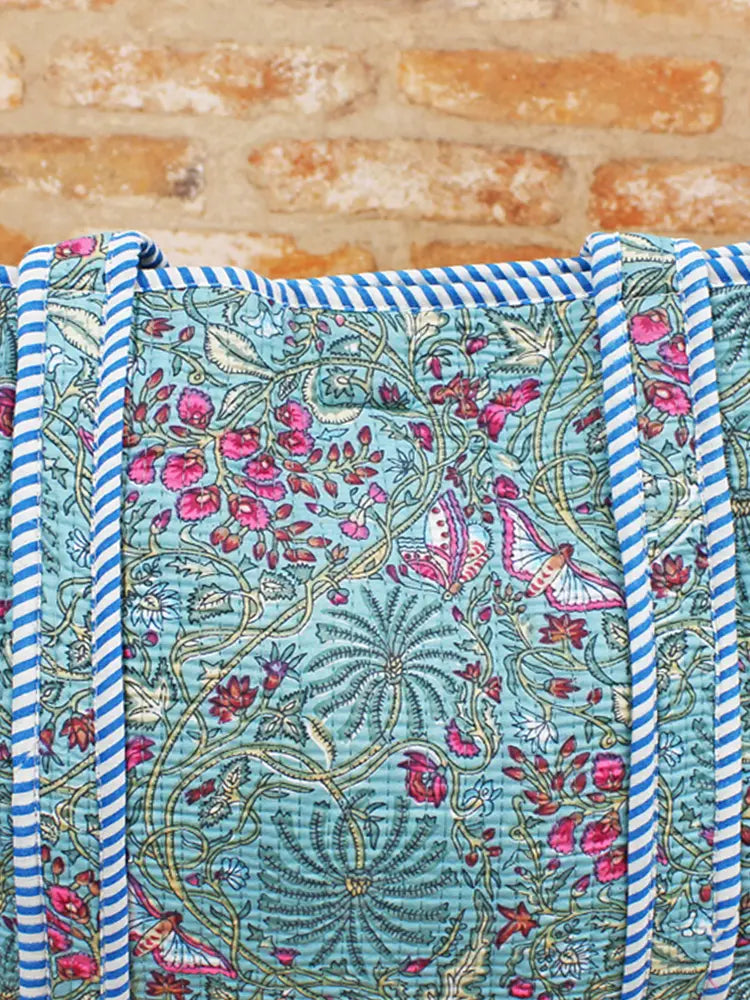 Suzie Blue - Quilted Cotton Tote Bag