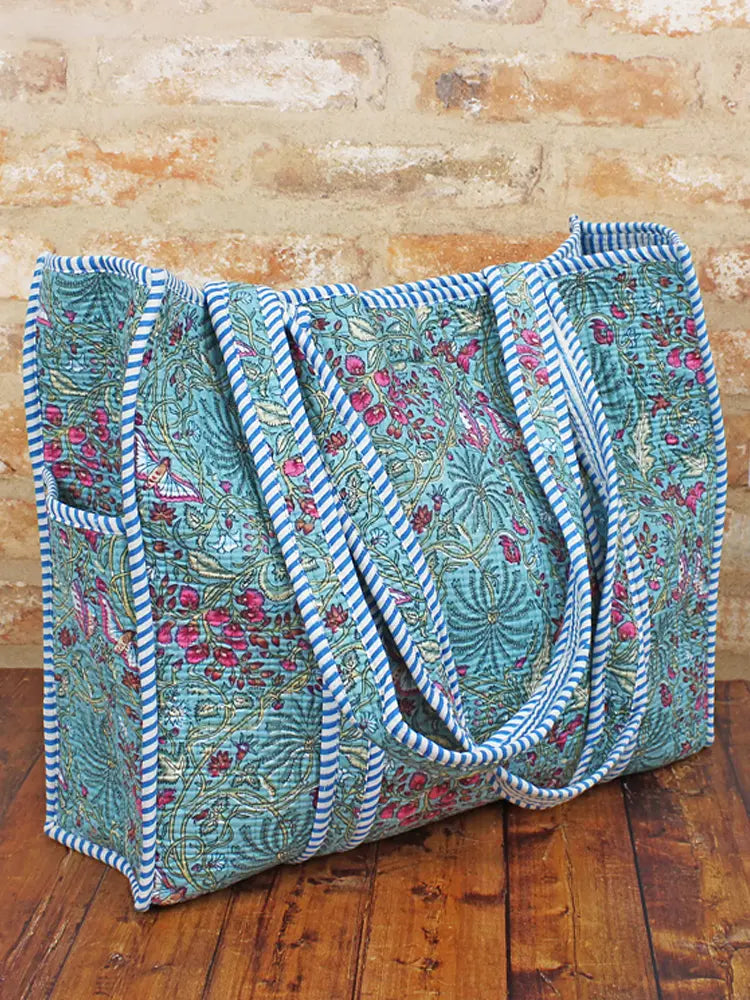 Suzie Blue - Quilted Cotton Tote Bag
