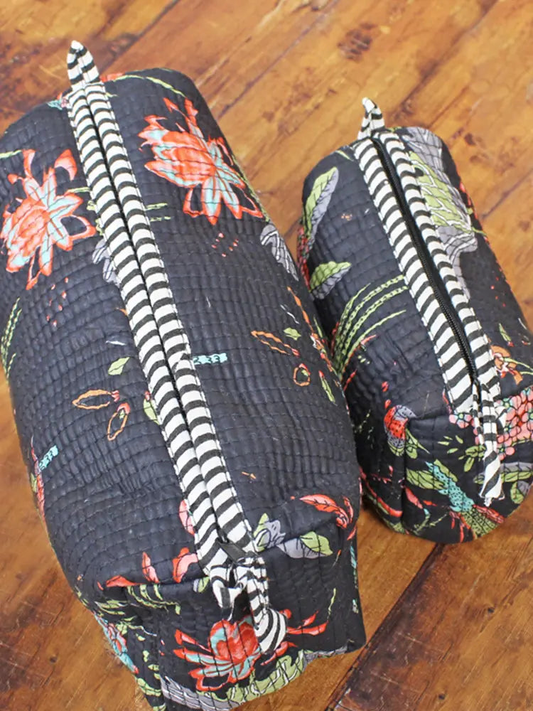 Suzie Blue - Set of 2 Quilted Wash Bags