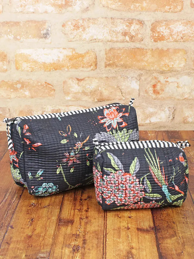 Suzie Blue - Set of 2 Quilted Wash Bags