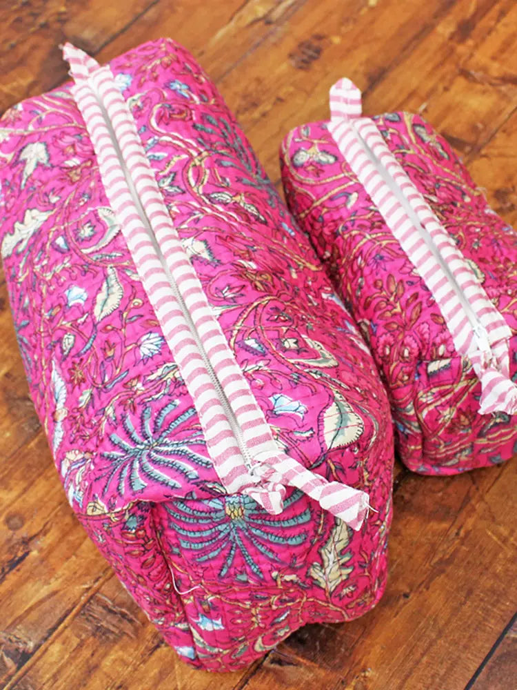 Suzie Blue - Set of 2 Quilted Wash Bags