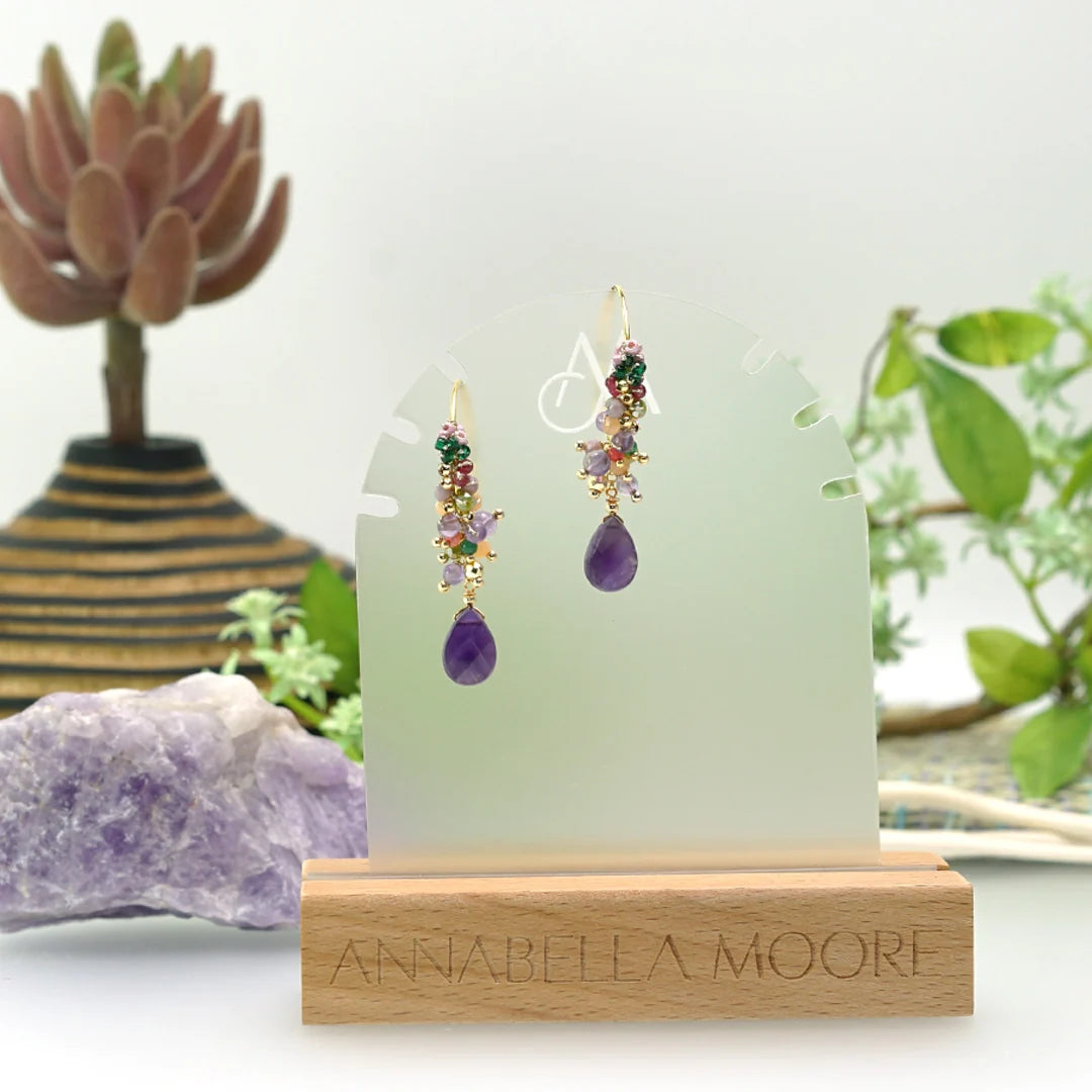 Handcrafted Gemstone & Crystal – 18K Gold-Plated Earrings