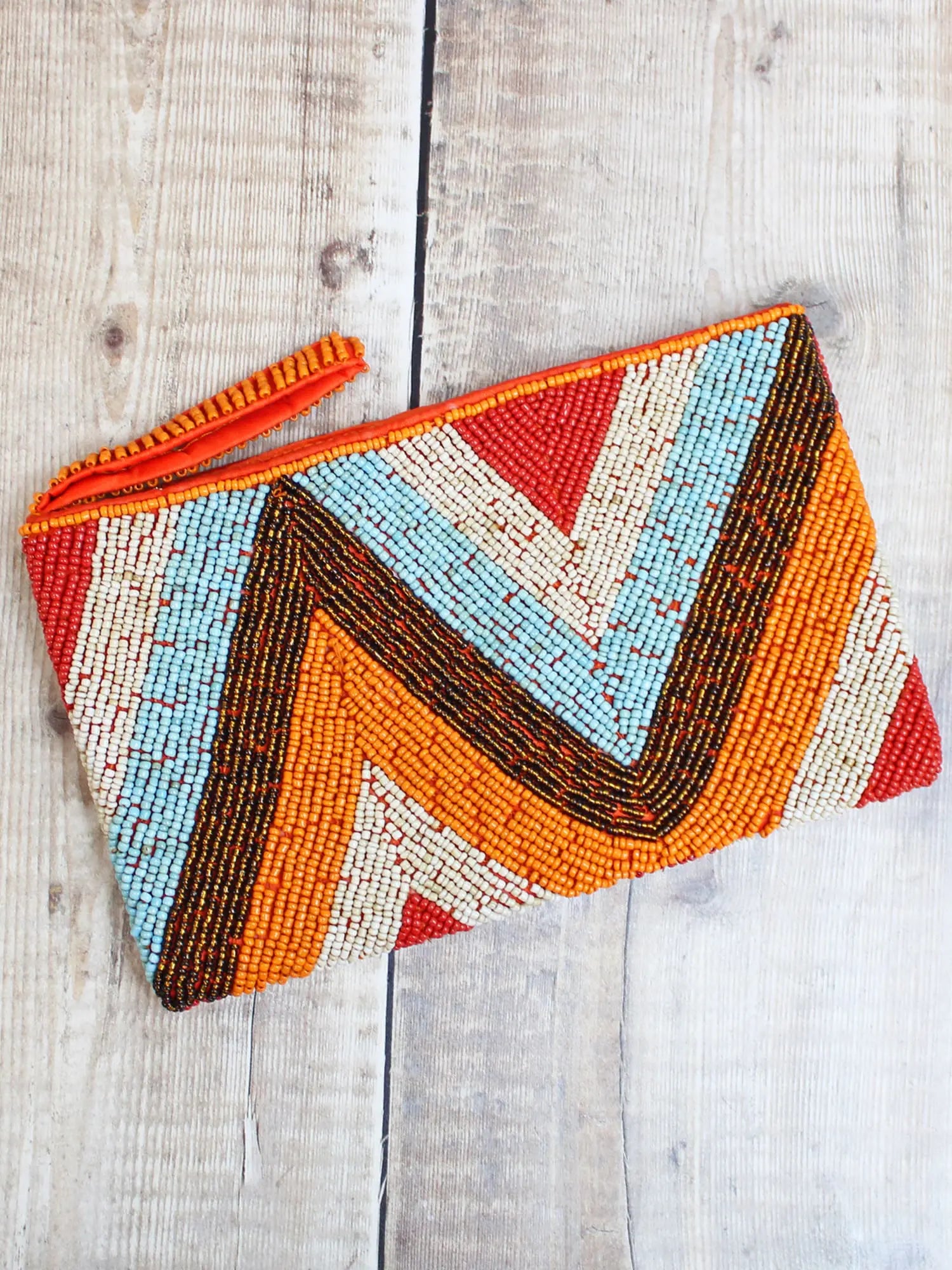 Beaded Clutch Bag - Zig Zag Design