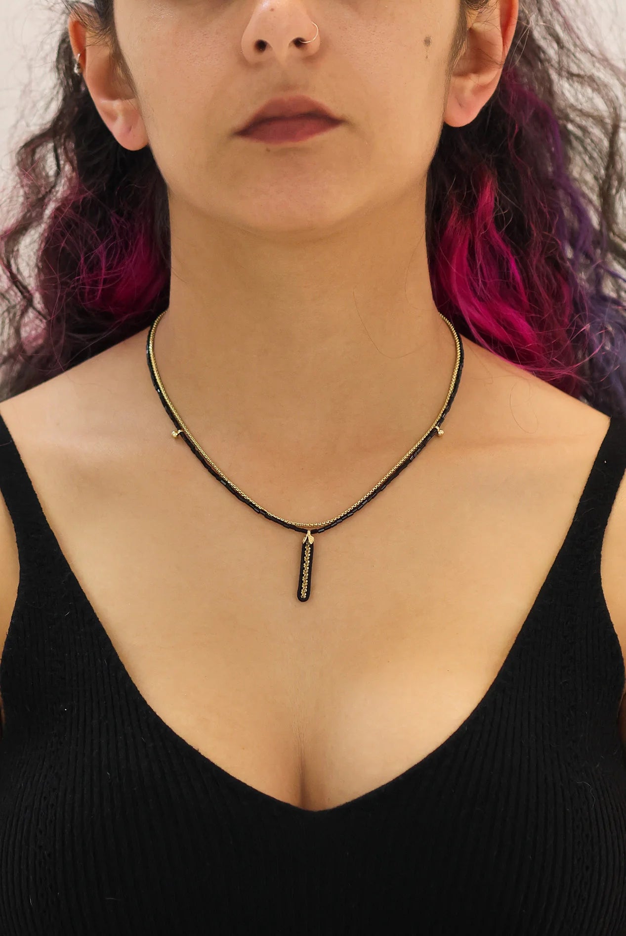 Black Beaded Cahya Necklace