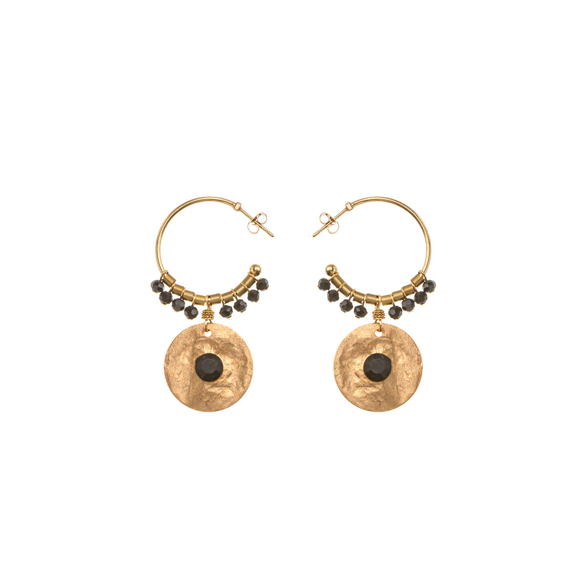 Black - Gold Hoop Orin Earrings