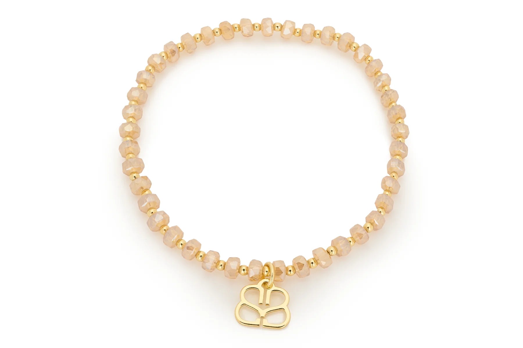 Prunus Champagne & Gold Crystal Stretch Bracelet
