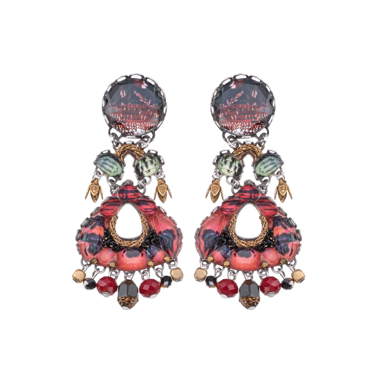 Red Staylish Earrings Oriental Hues Set, Prema