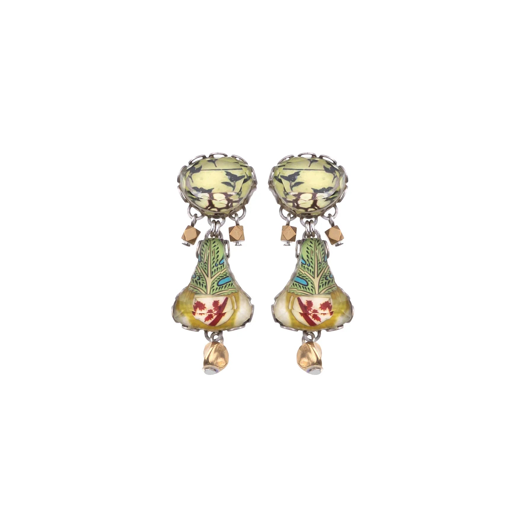 Green Small Earrings Dusk Set, Yumiko