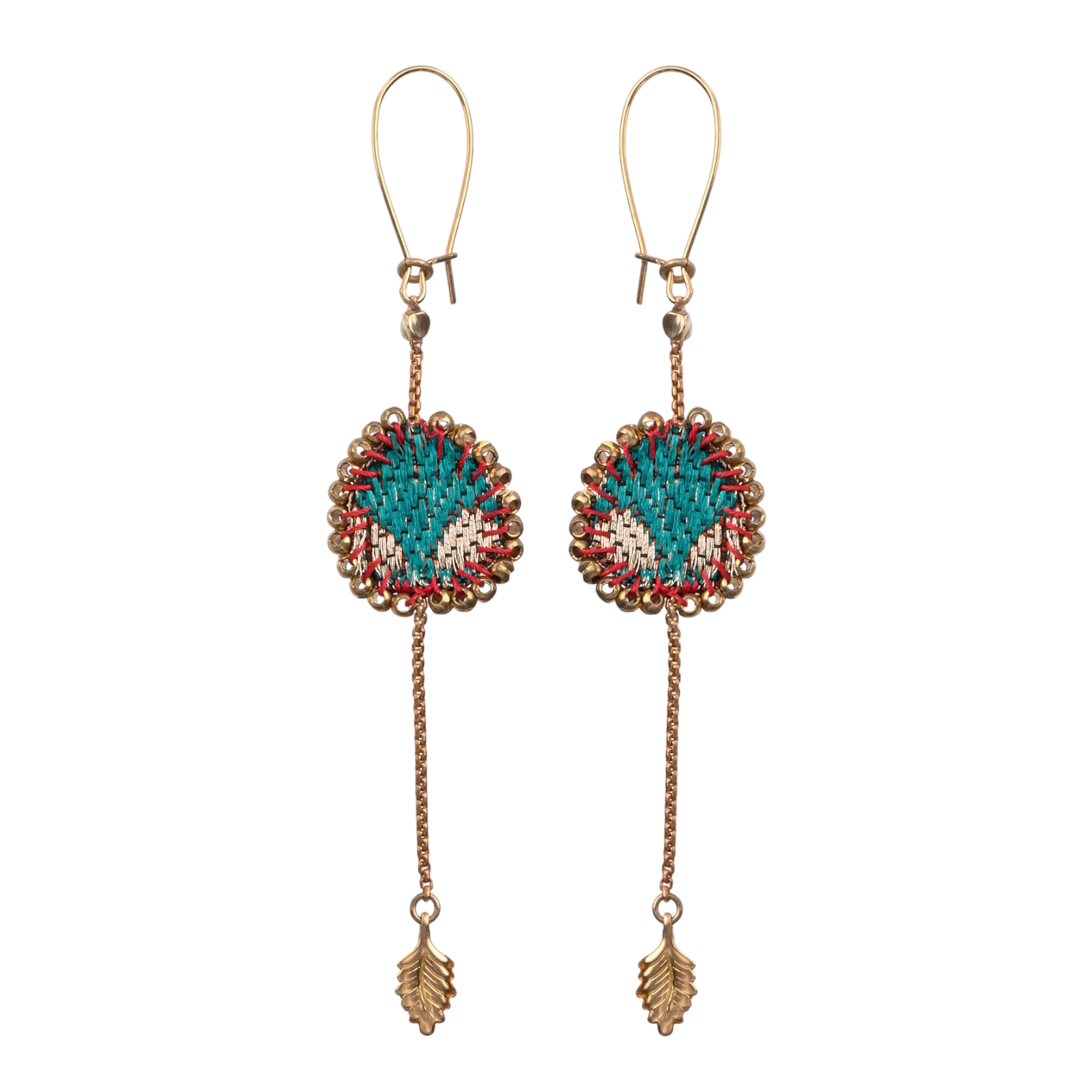 Turquoise Long Earrings Queen of Sheba Set, Saffron