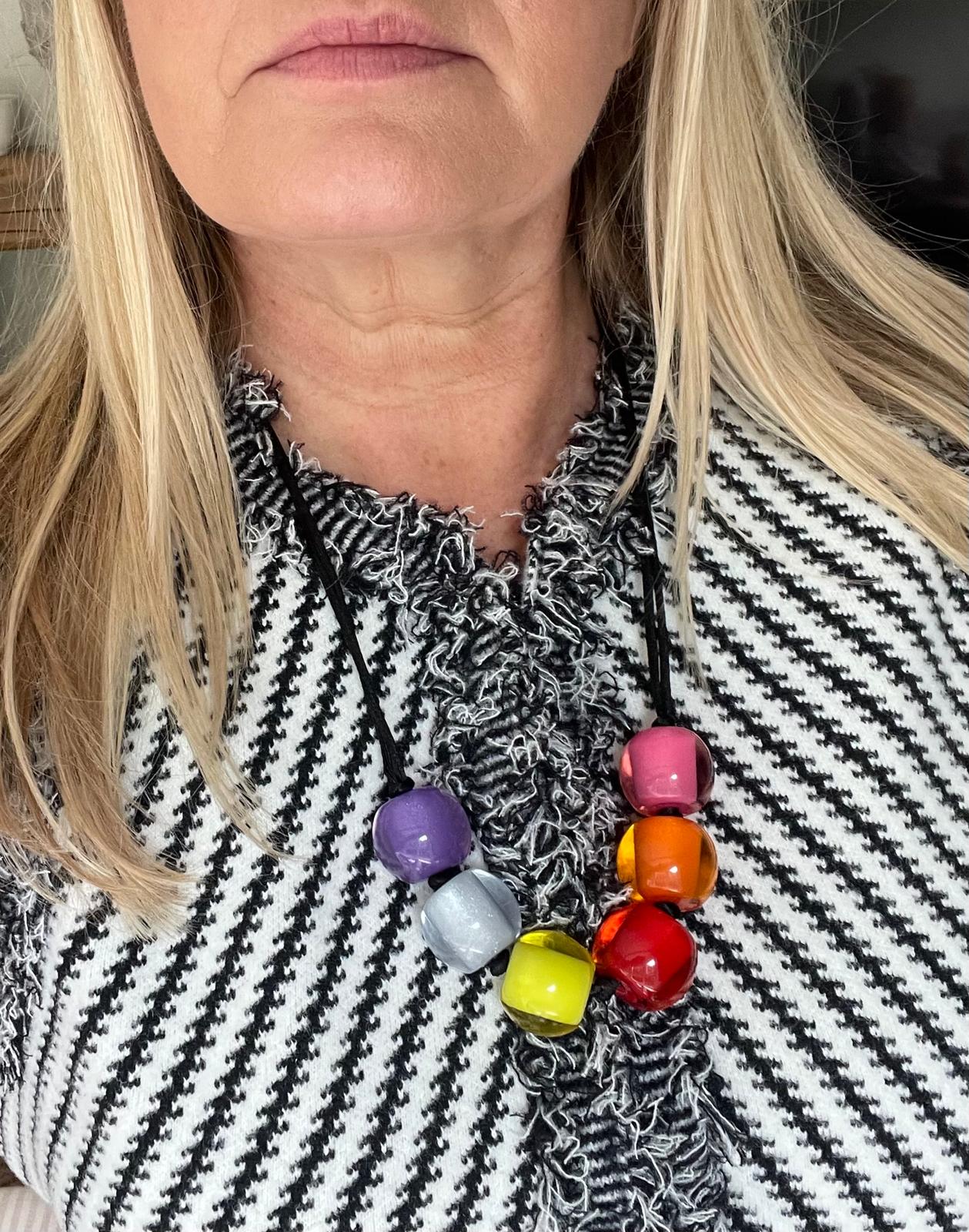 ZSISKA DESIGN - ADJUSTABLE CORD NECKLACE - COLOURFUL BEADS