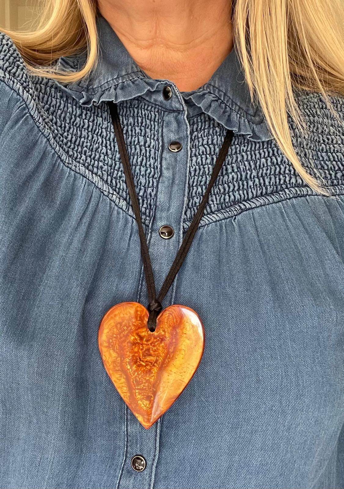 Large Heart Pendant Necklace Gold