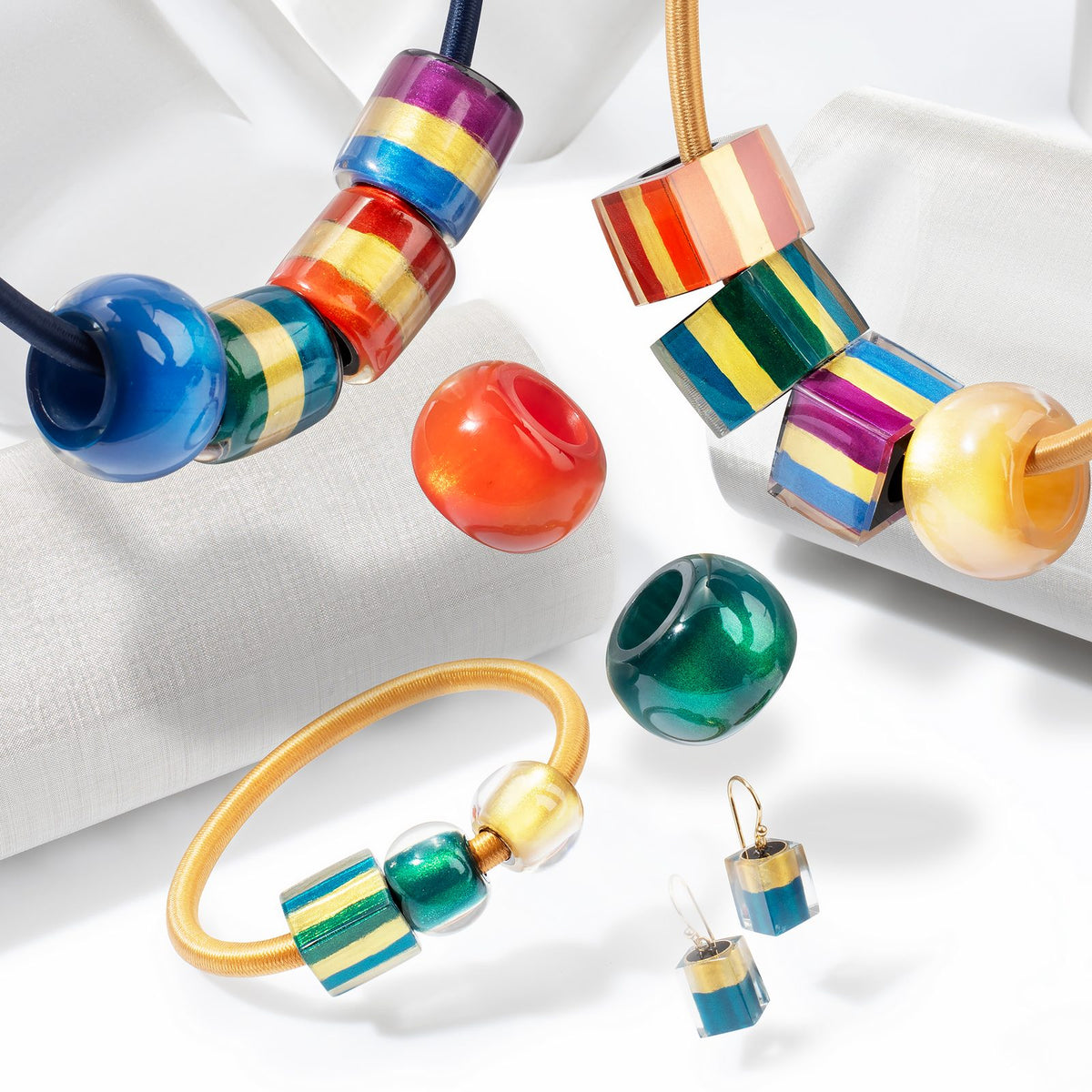 PRUE by ZSISKA Prue's Bliss Bead — STRIPED CUBE GREEN