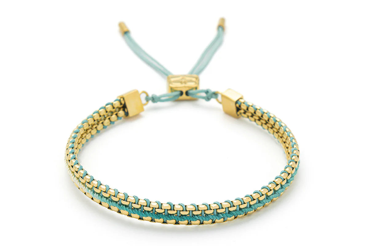Bloom Gold & Turquoise Braided Bracelet