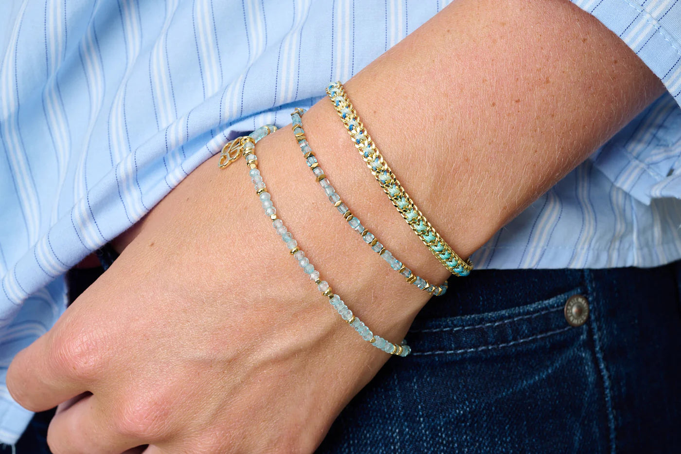 Dash Gold & Blue Topaz Bracelet
