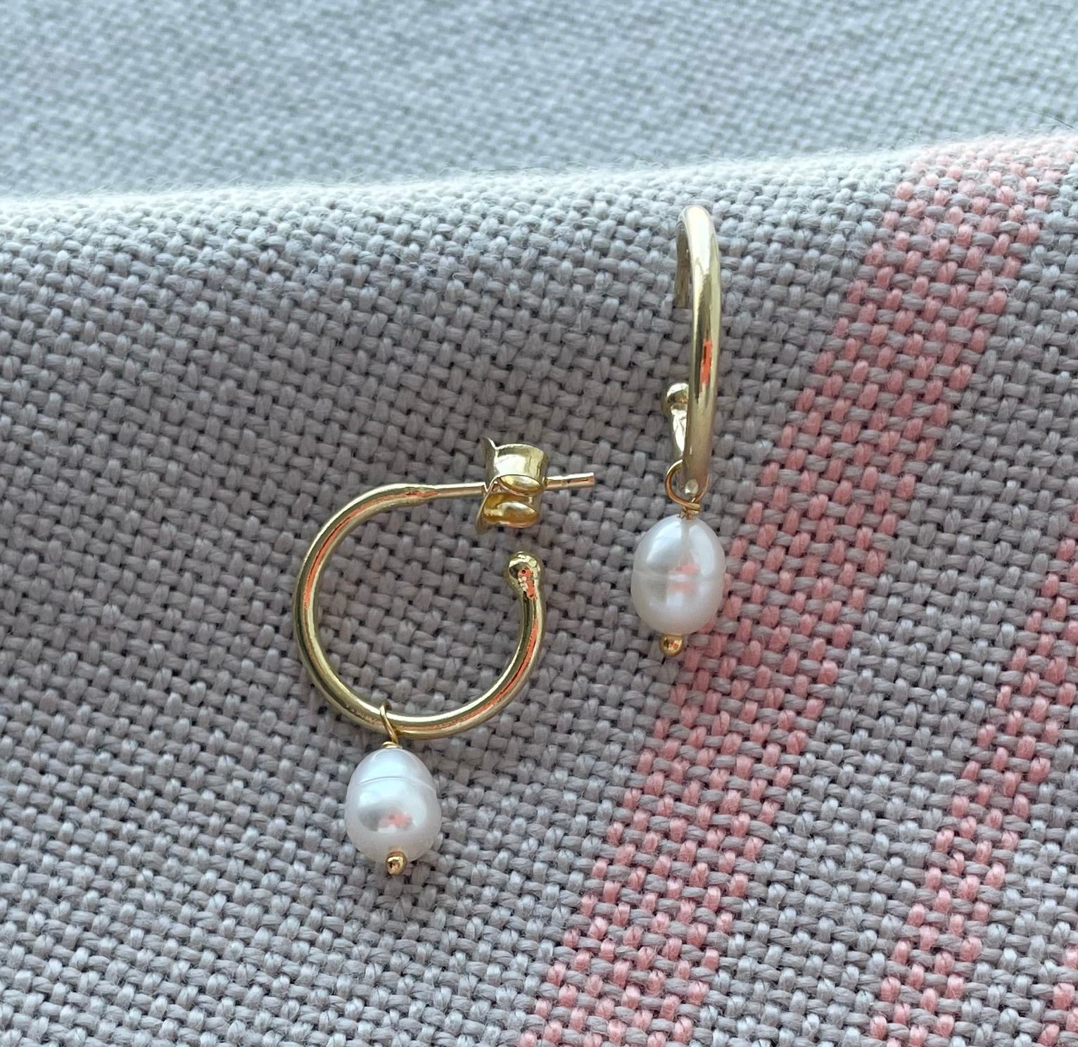 Pearl Charm Hoops