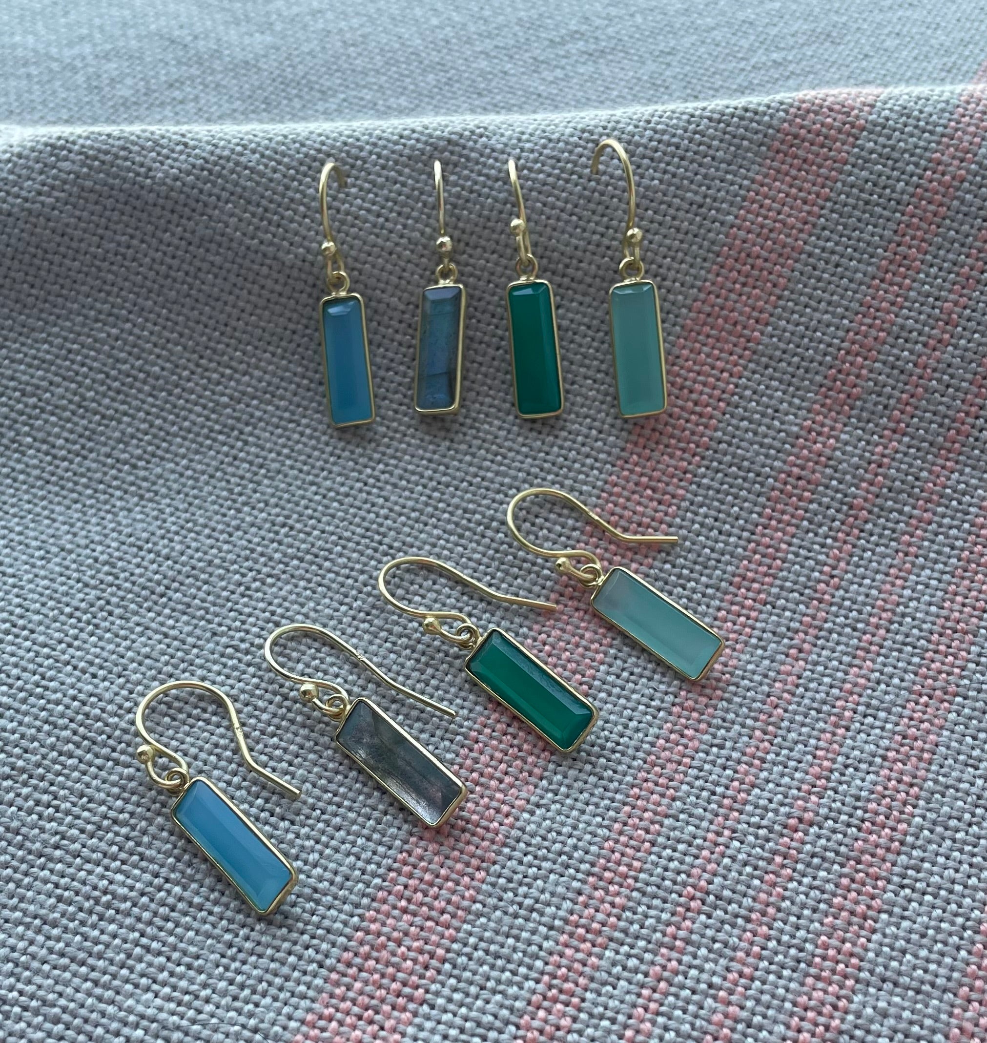 Semi Precious Rectangle Drop