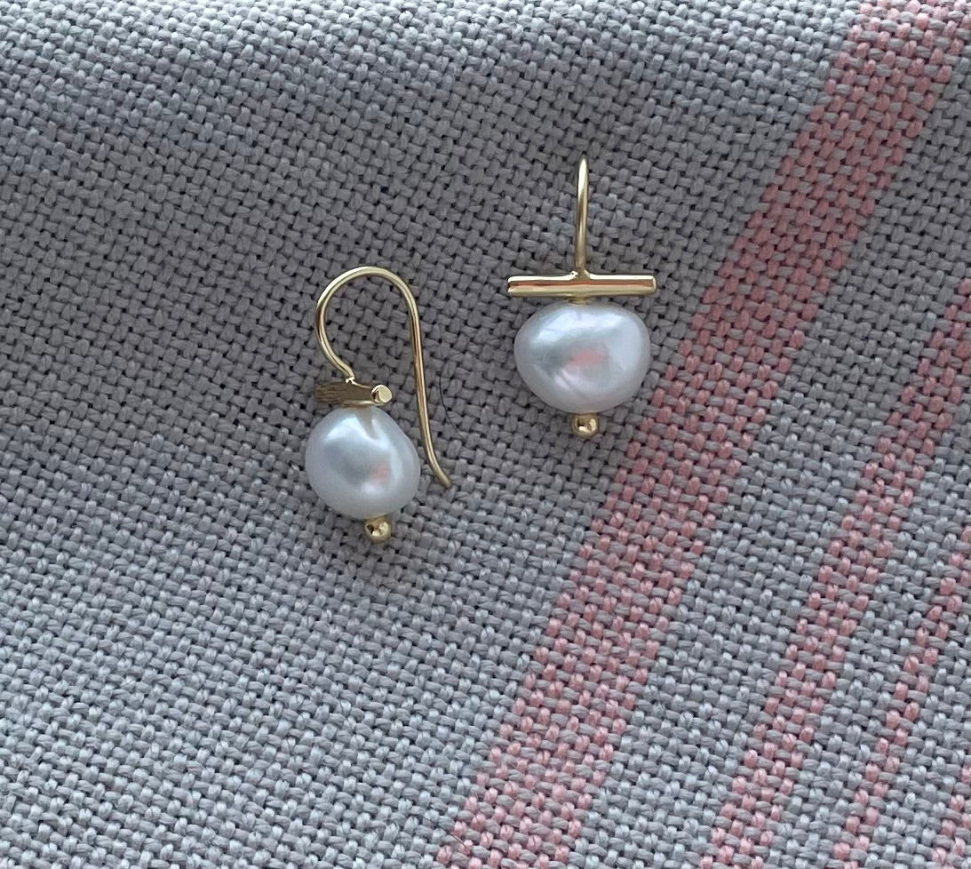 Pearl Bar Drop Earrings