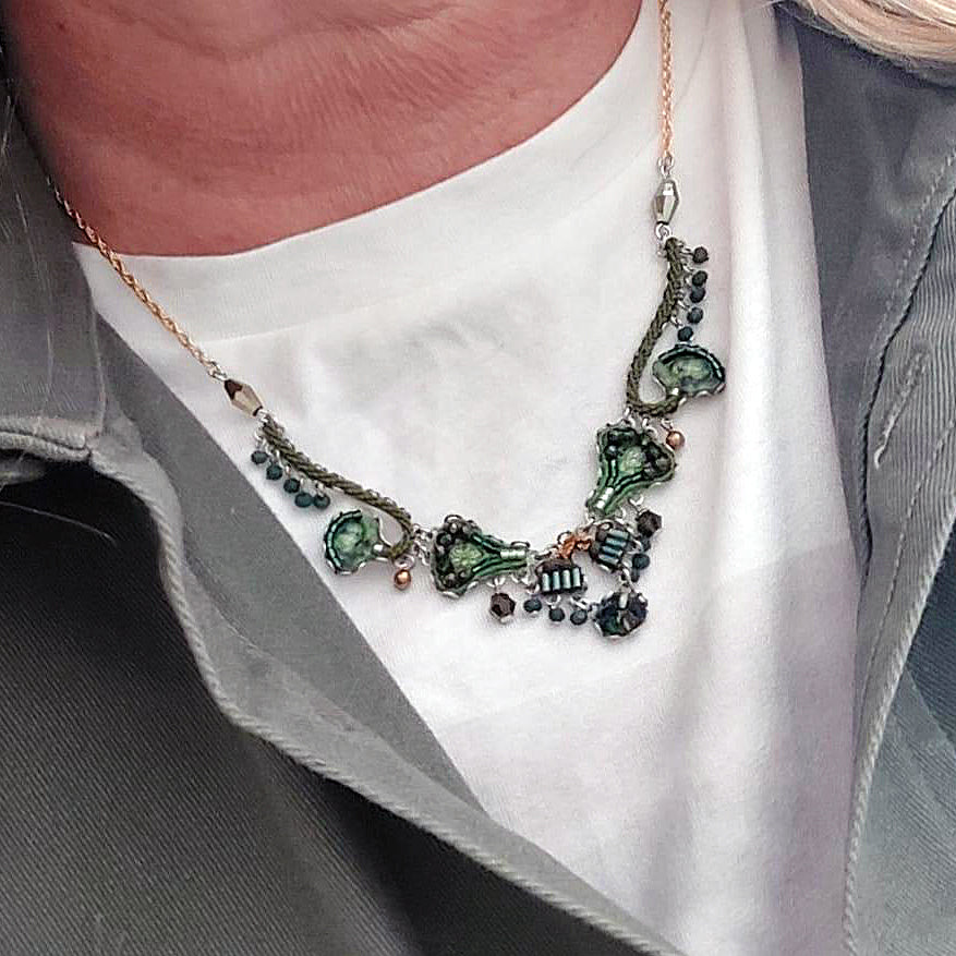 Green Vibrant Necklace Viridian Mood Set, Siofra