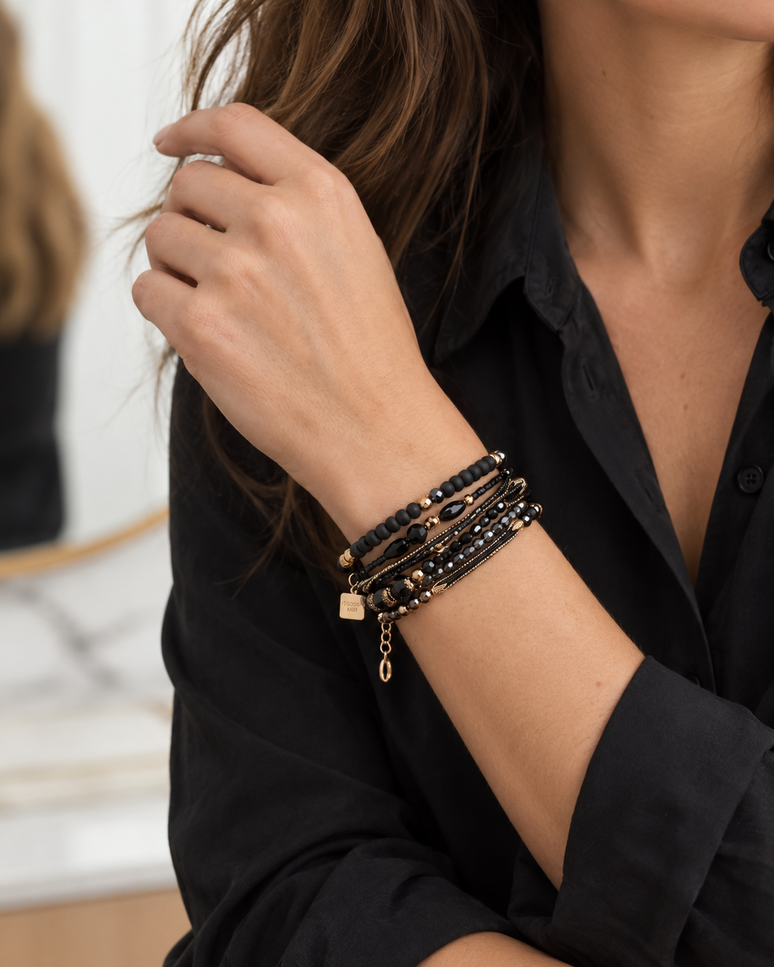 Black - Gold Beaded Nayara Bracelet