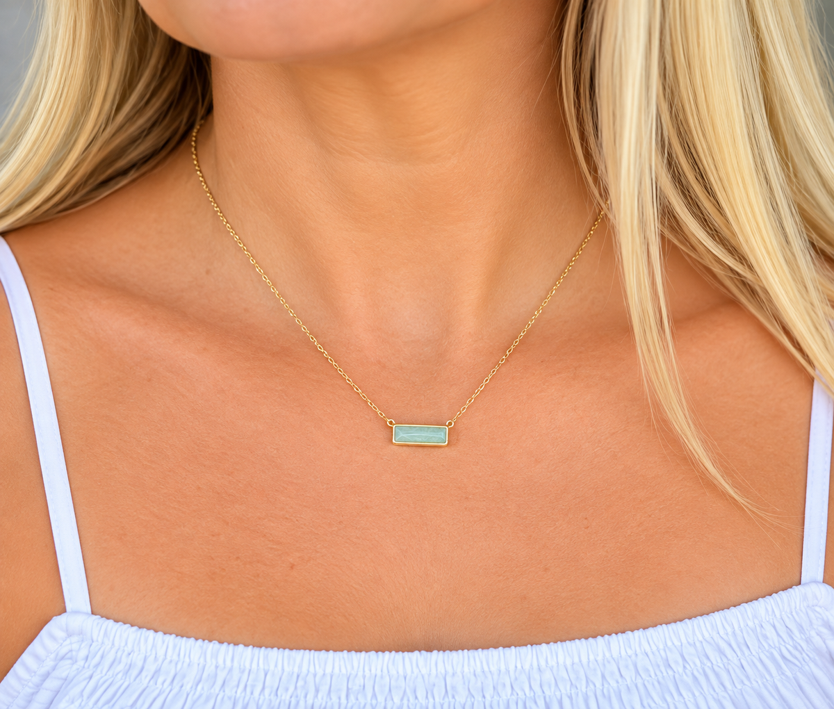 Rectangular Gemstone Necklace