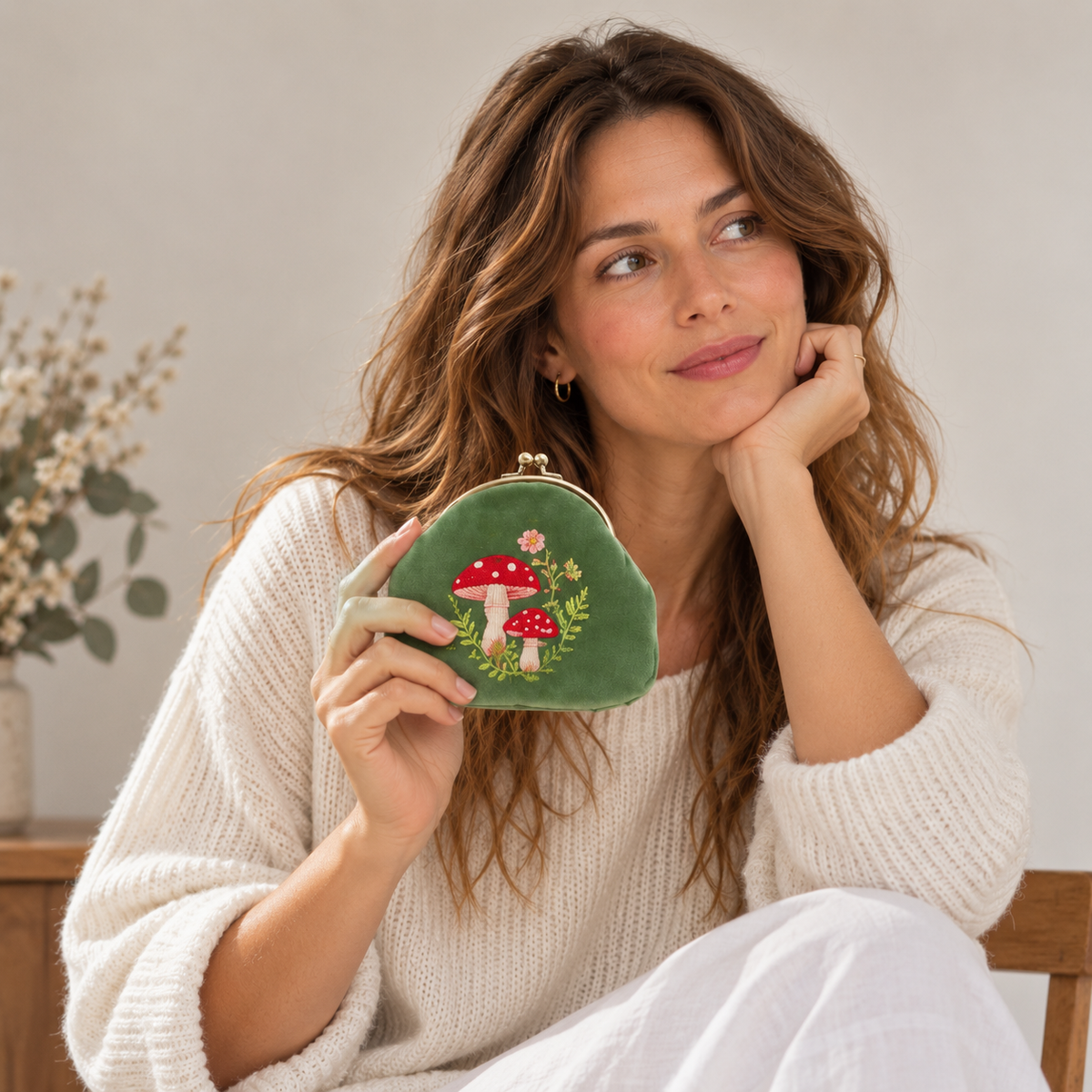 Powder- Velvet Coin Purse - Toadstools