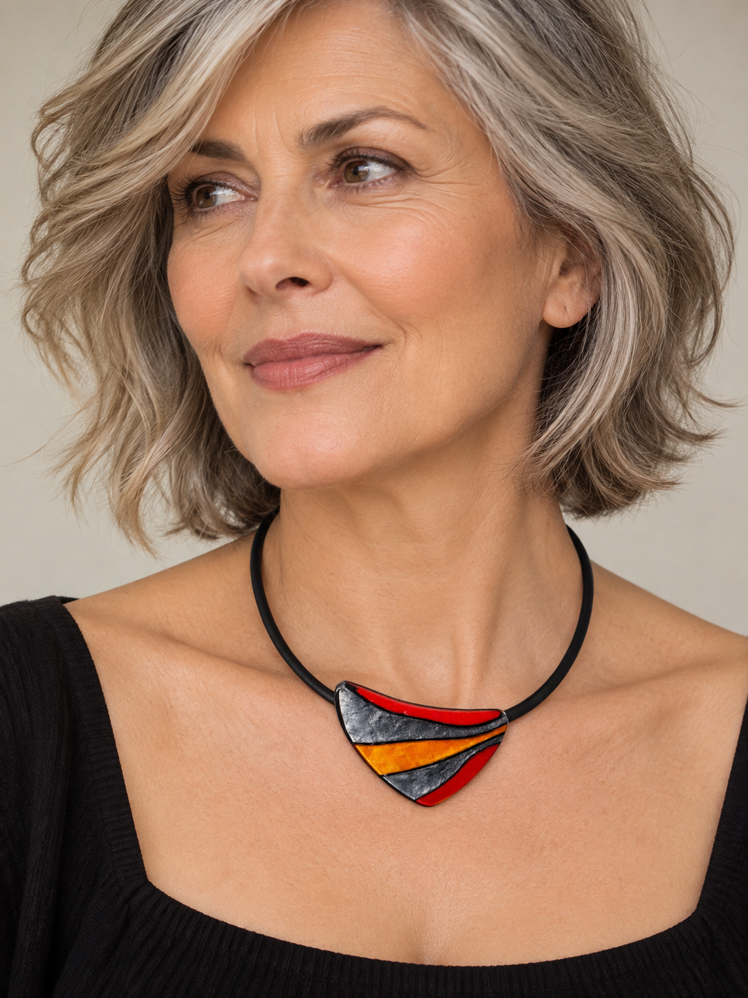 Prue By Zsiska necklace with multi coloured triangle