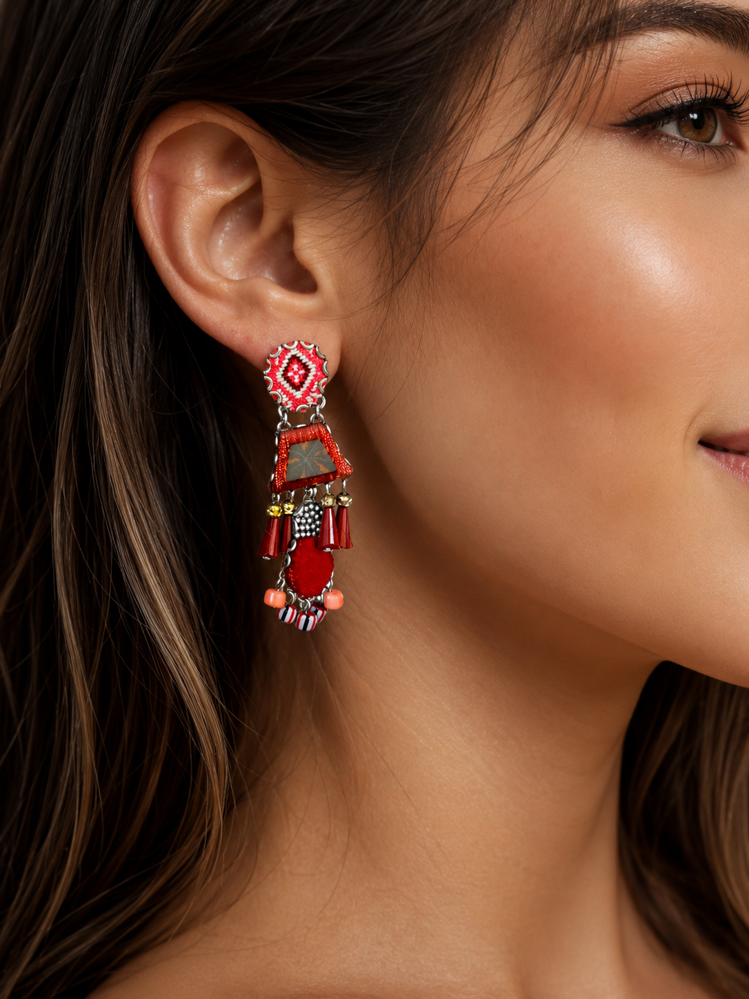 Crimson Fire Set, Earrings,Tuli