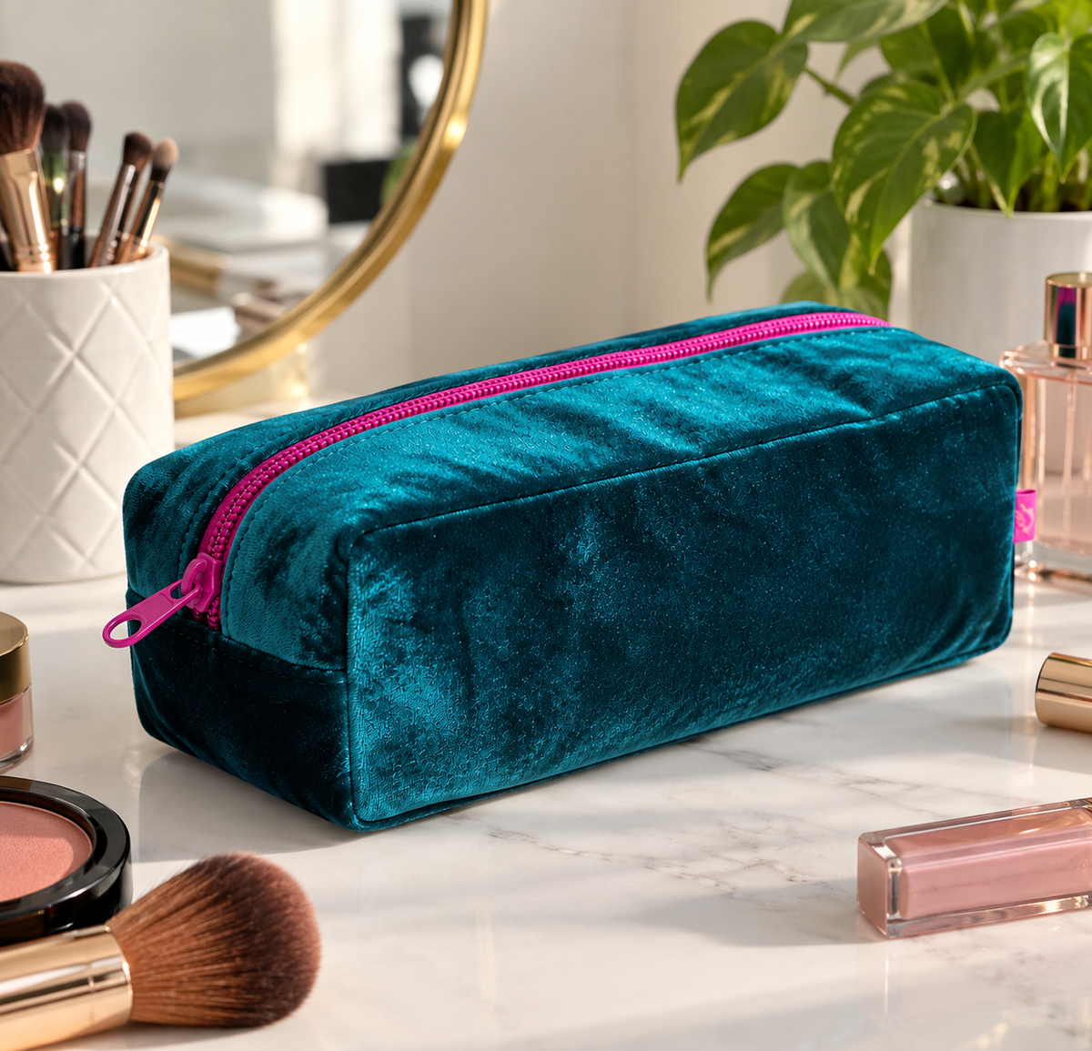 Luxurious Velvet Long Cosmetic Purse