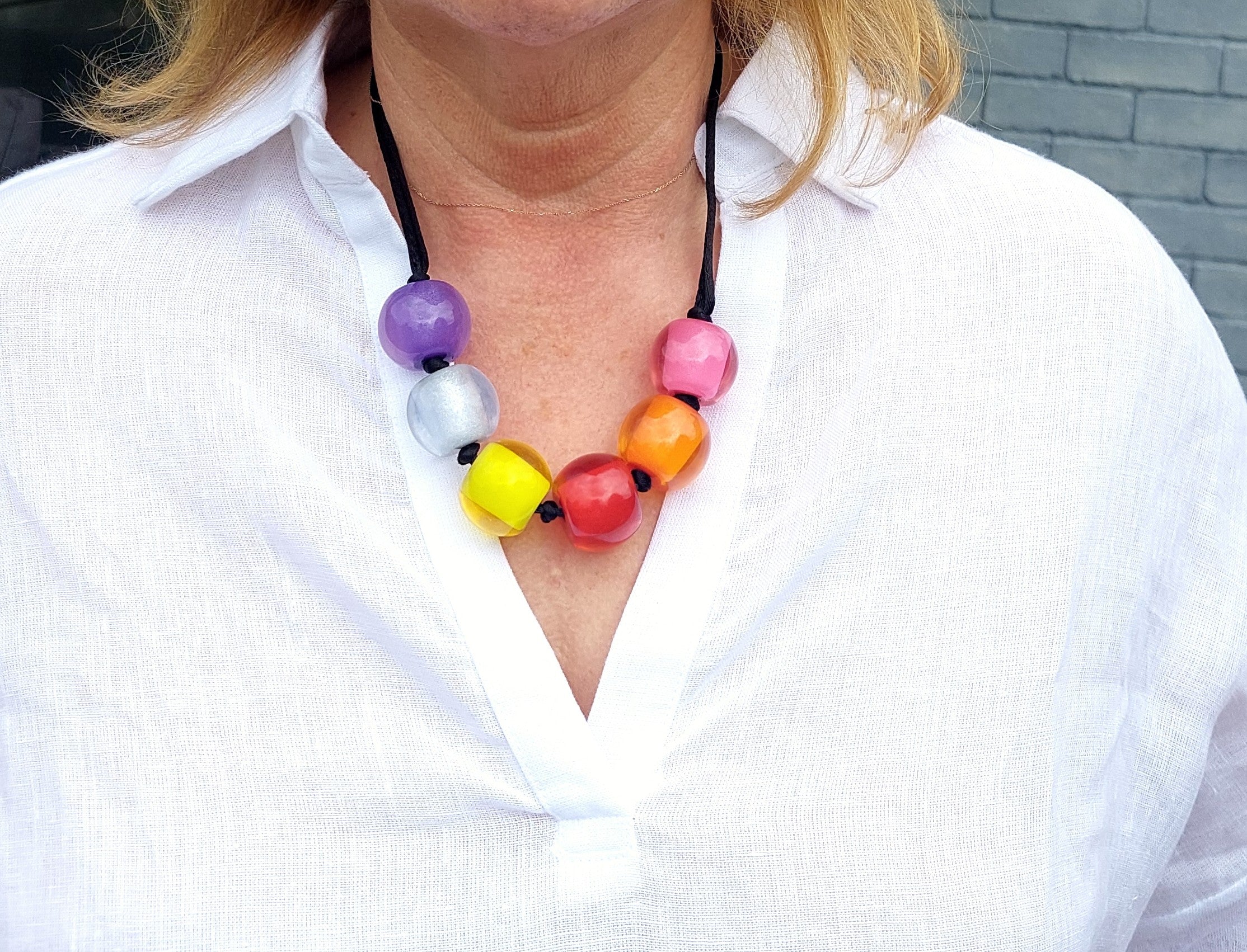 ZSISKA DESIGN - ADJUSTABLE CORD NECKLACE - COLOURFUL BEADS