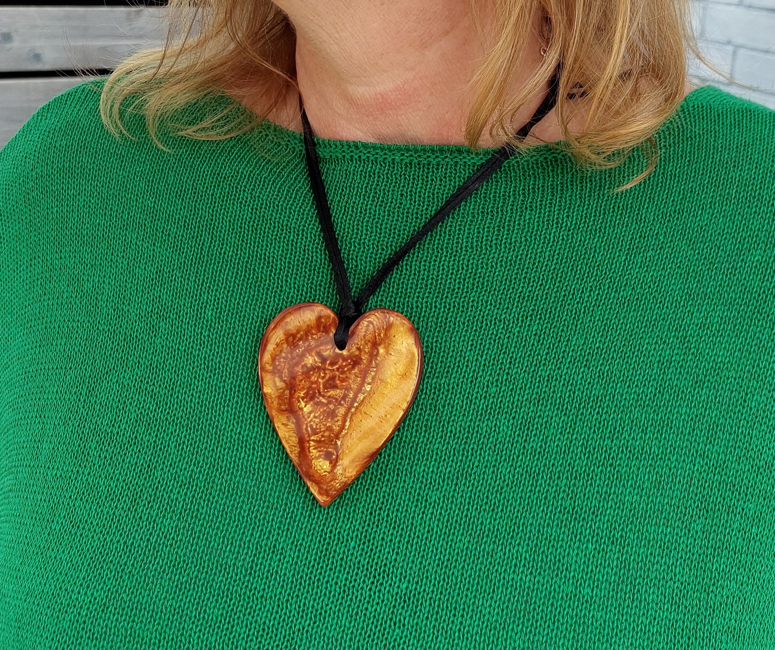 Large Heart Pendant Necklace Gold