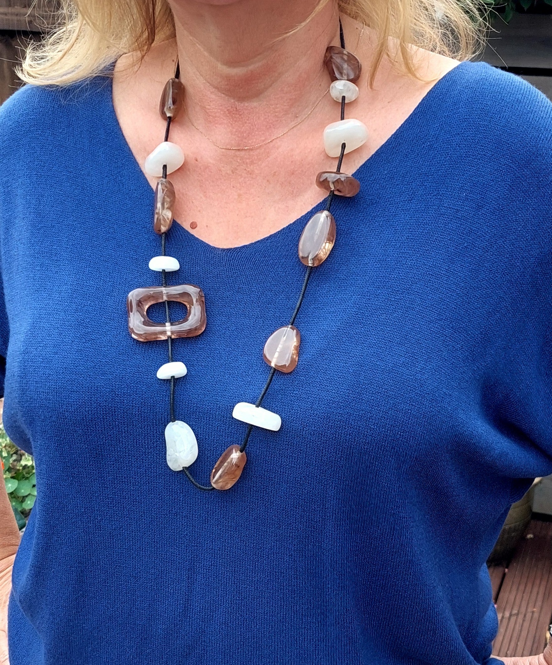 ZSISKA DESIGN - ADJUSTABLE CORD - 15 BEAD - NECKLACE - ORGANIC