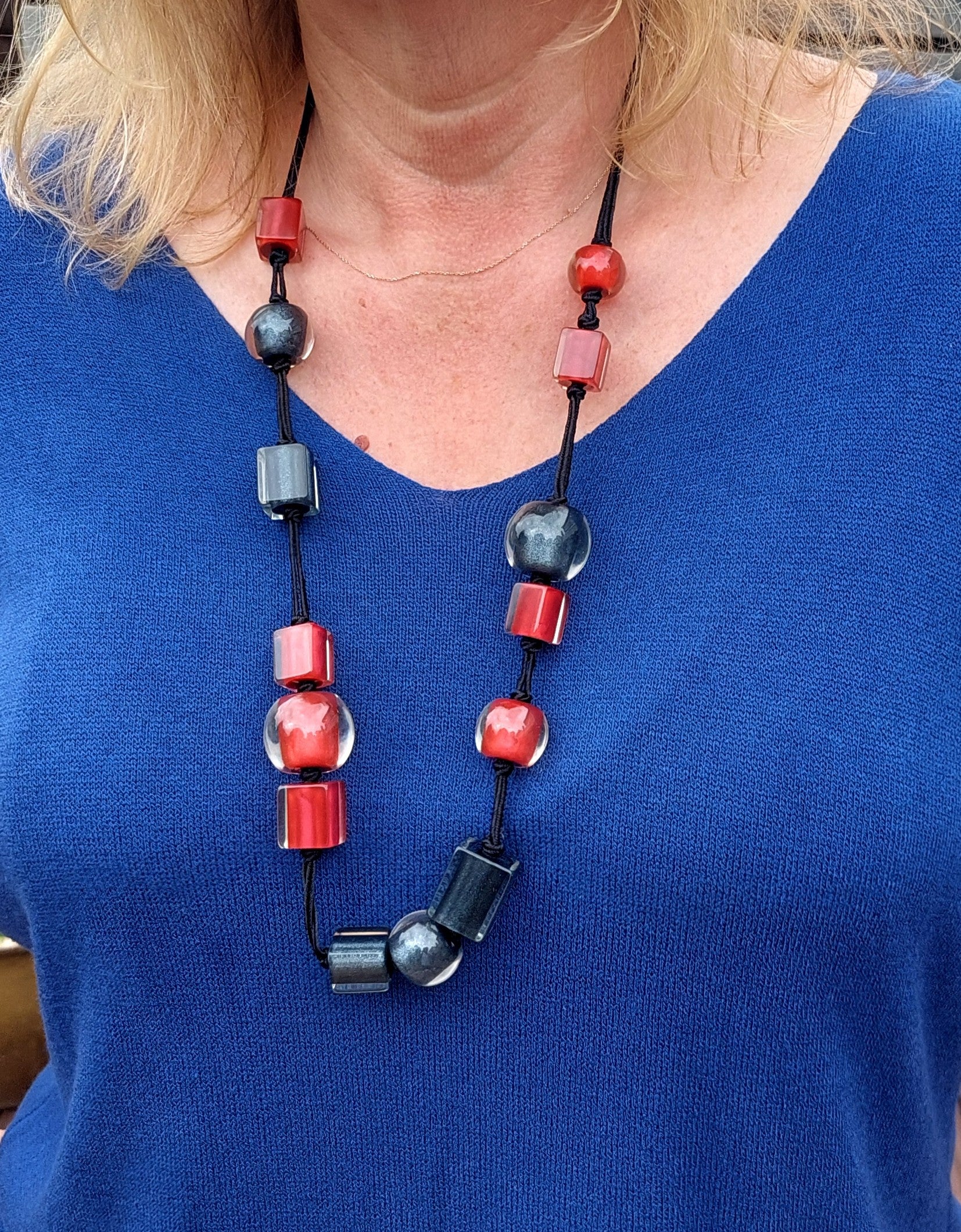 Adjustable Cord Necklace - Colourful Beads
