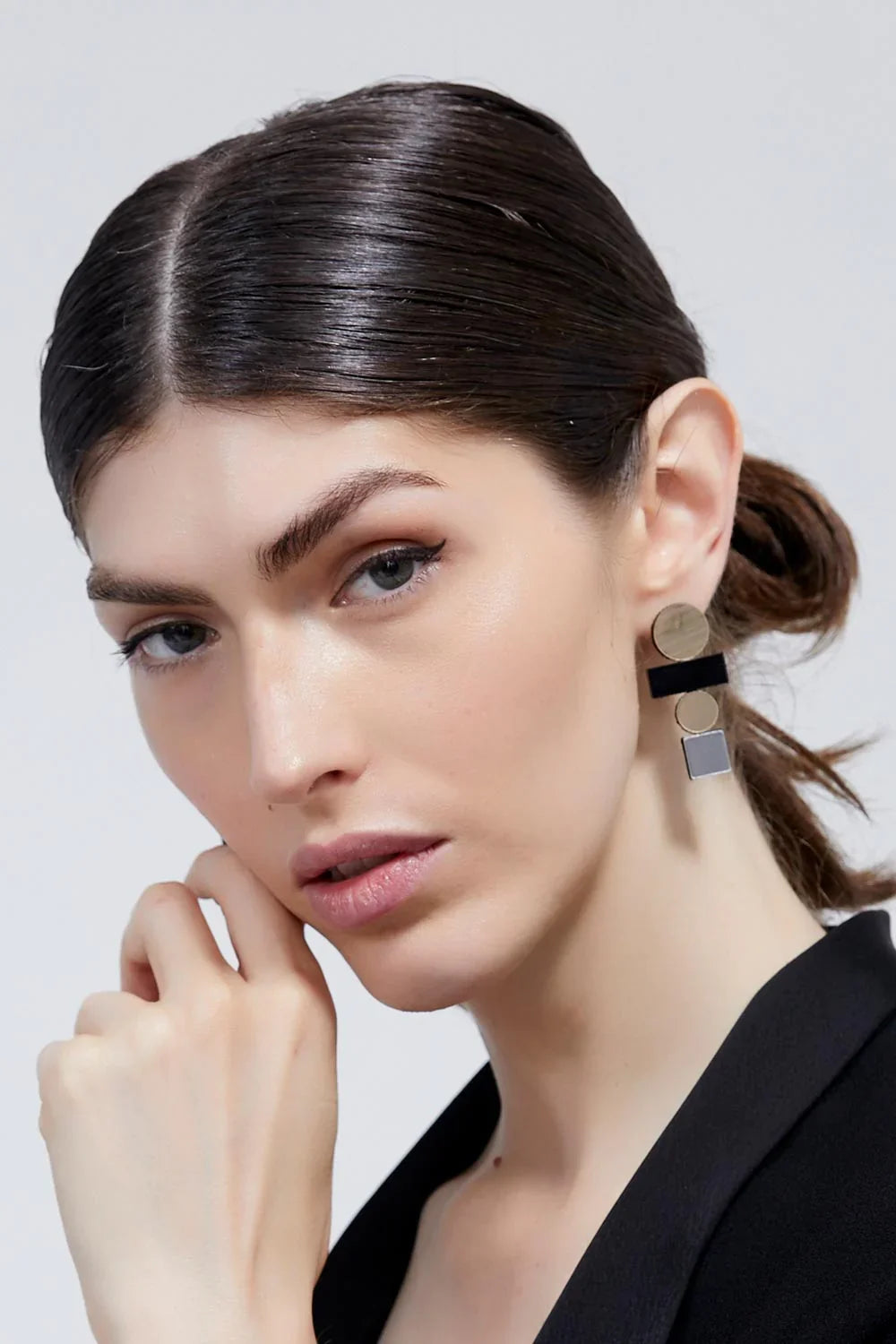 Iskin Sisters Bauhaus Earrings Large - BLACK, GOLD & SILVER