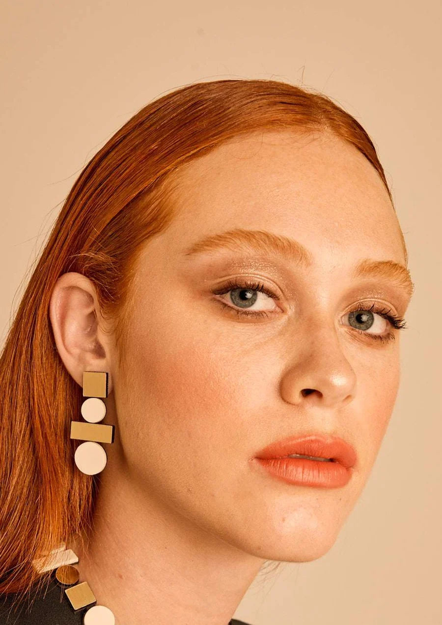 Iskin Sisters Bauhaus Earrings Large - IVORY & GOLD