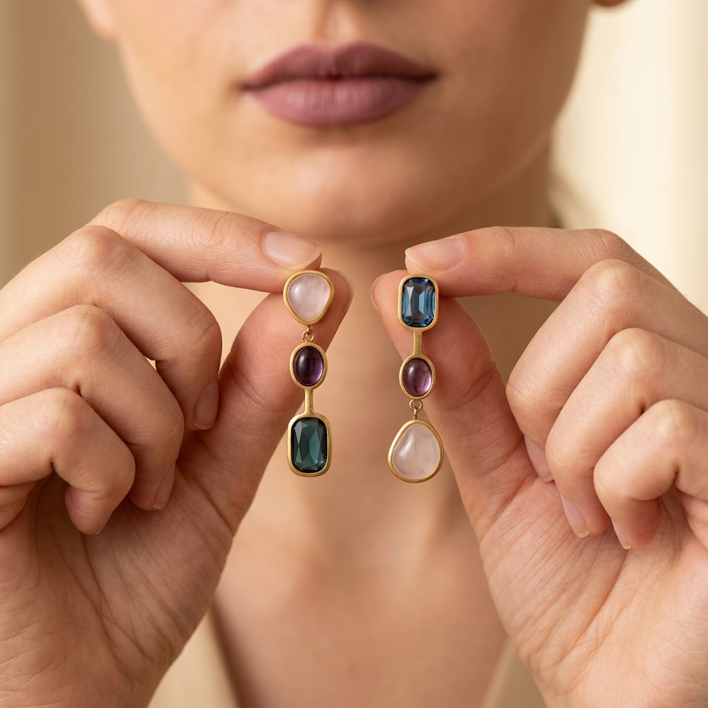 Trio Gemstone Drop Earrings