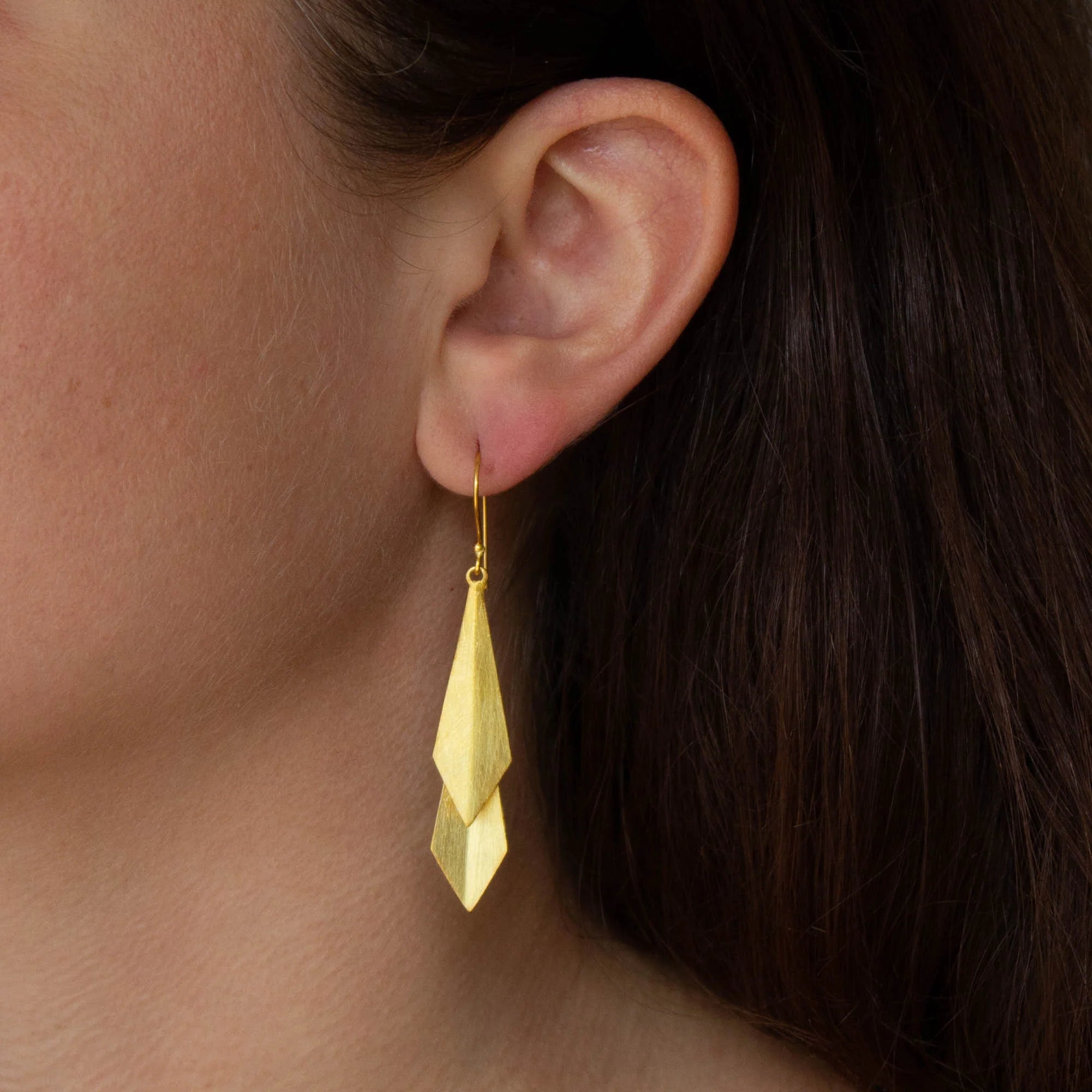 Gold Brushed Geometric Drop Earrings
